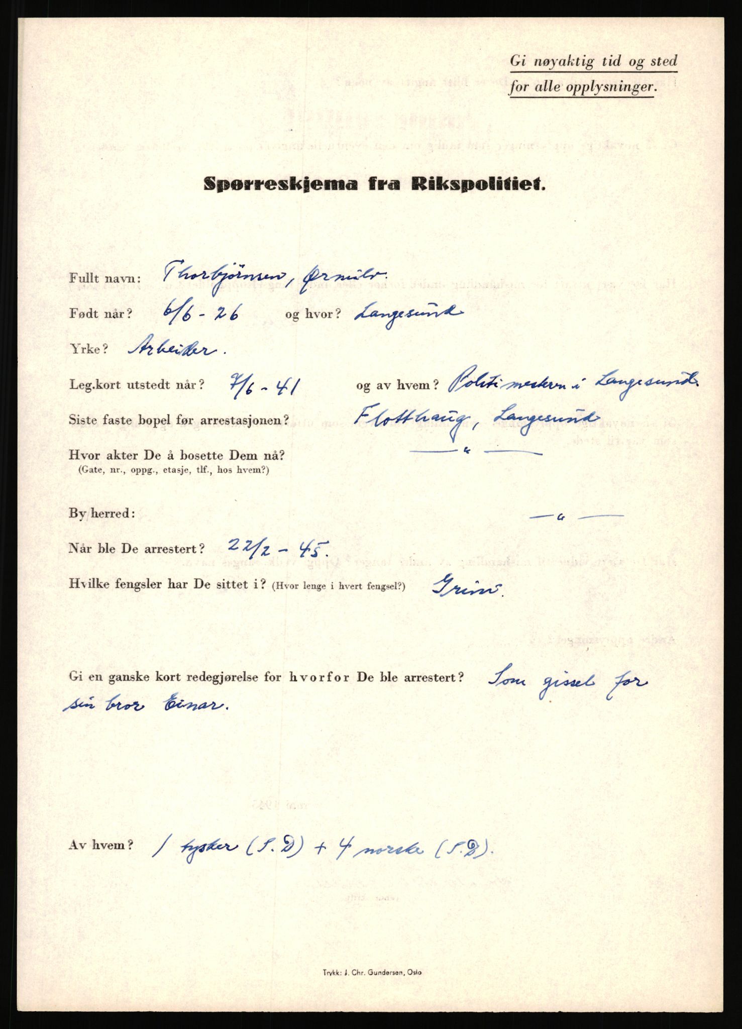 Rikspolitisjefen, AV/RA-S-1560/L/L0017: Tidemann, Hermann G. - Veum, Tjostolv, 1940-1945, p. 181