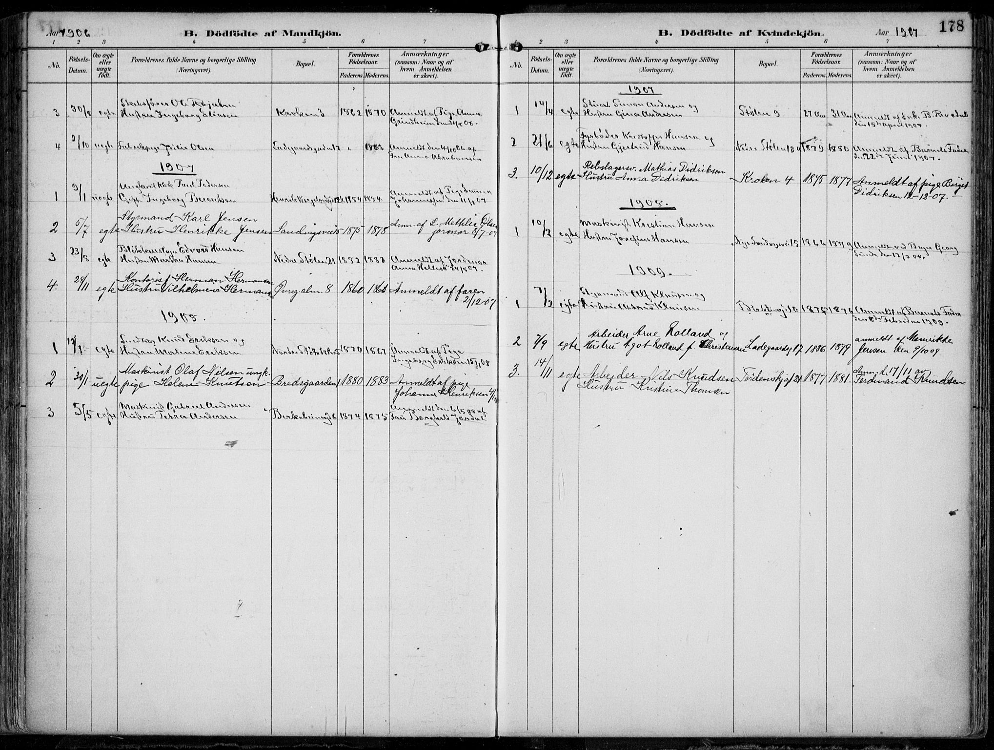 Mariakirken Sokneprestembete, SAB/A-76901/H/Hab/L0005: Parish register (copy) no. A 5, 1893-1913, p. 178