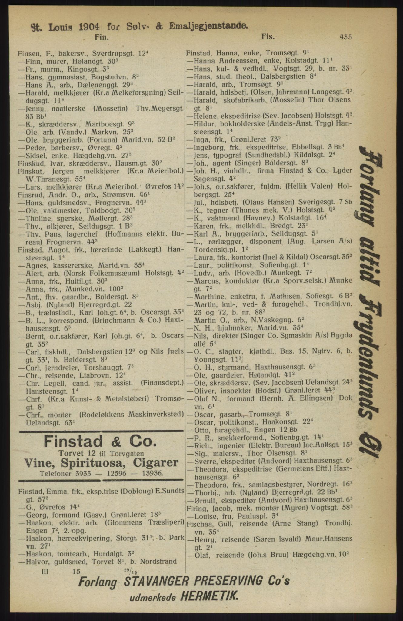 Kristiania/Oslo adressebok, PUBL/-, 1914, p. 435