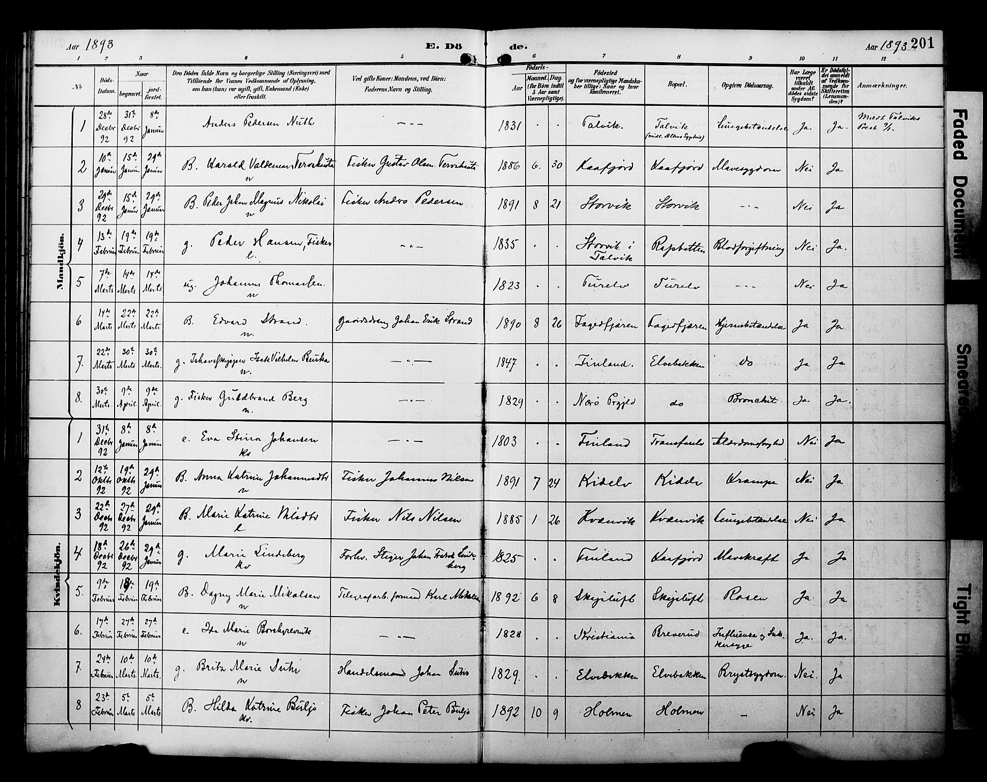 Alta sokneprestkontor, SATØ/S-1338/H/Ha/L0003.kirke: Parish register (official) no. 3, 1892-1904, p. 201