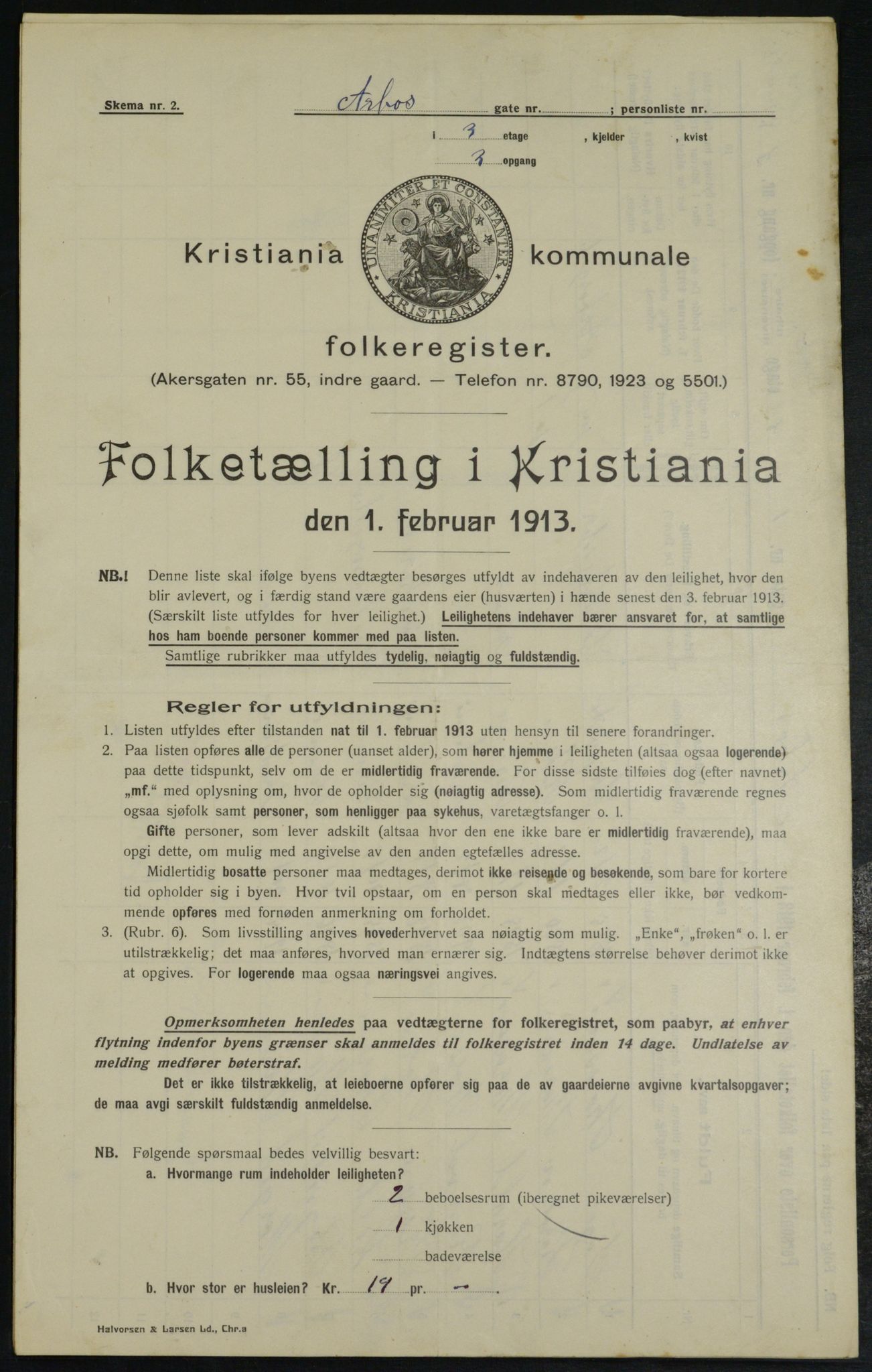 OBA, Municipal Census 1913 for Kristiania, 1913, p. 1622