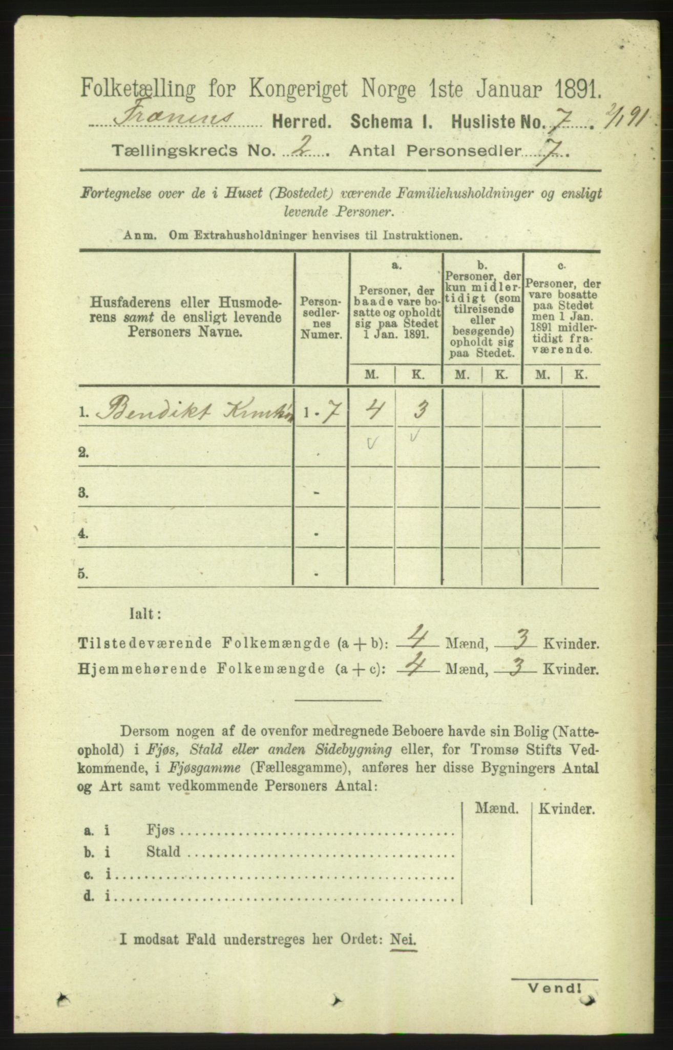 RA, 1891 census for 1548 Fræna, 1891, p. 458