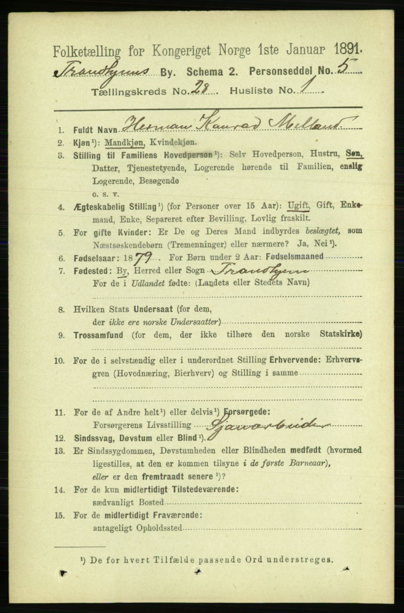 RA, 1891 census for 1601 Trondheim, 1891, p. 20967