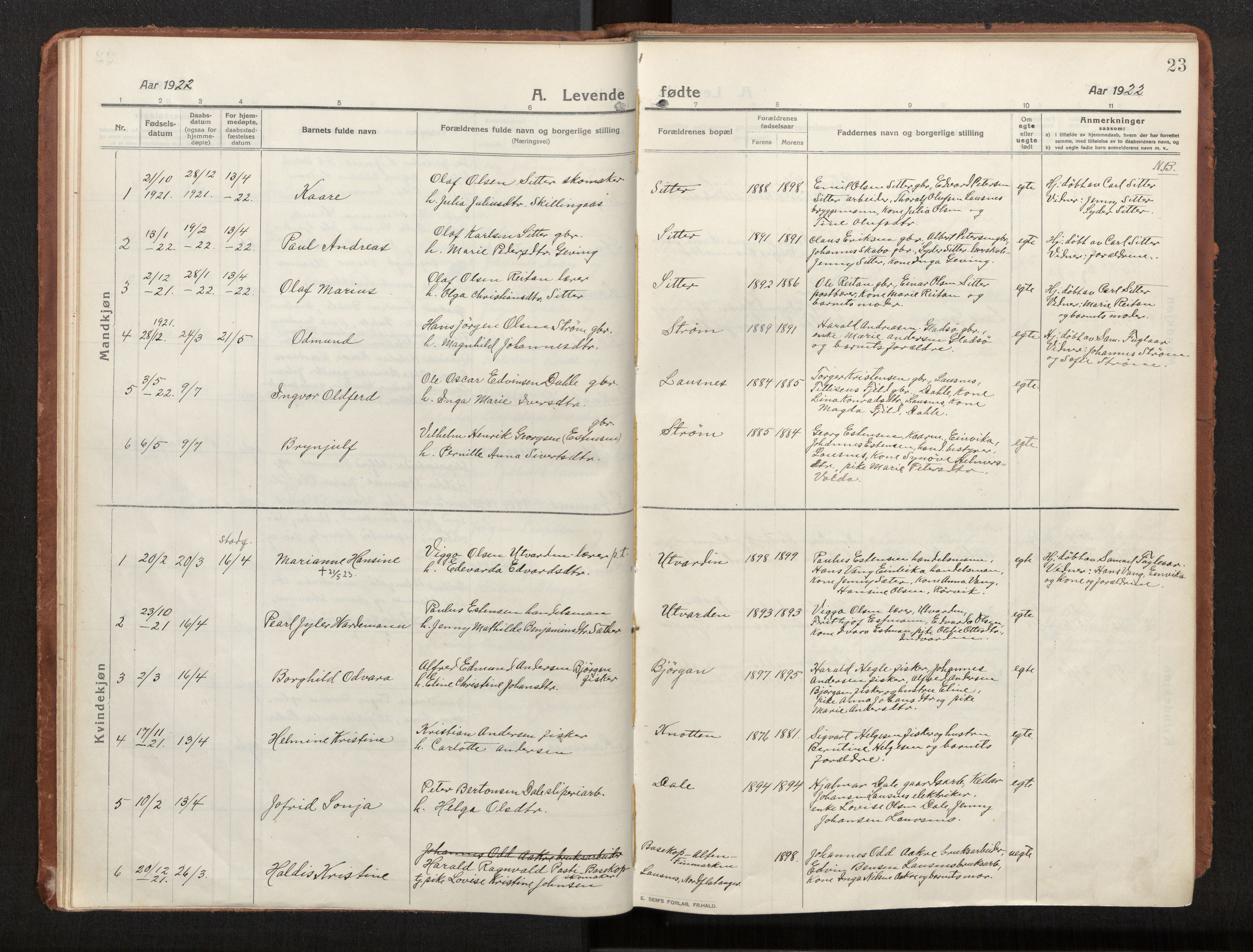 Ministerialprotokoller, klokkerbøker og fødselsregistre - Nord-Trøndelag, SAT/A-1458/772/L0604: Parish register (official) no. 772A02, 1913-1937, p. 23