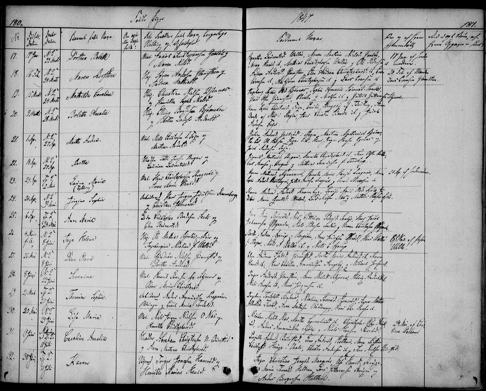 Nøtterøy kirkebøker, AV/SAKO-A-354/F/Fa/L0005: Parish register (official) no. I 5, 1839-1852, p. 180-181