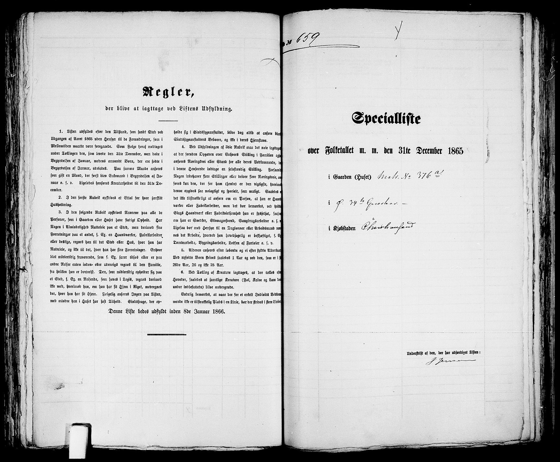 RA, 1865 census for Kristiansand, 1865, p. 1352