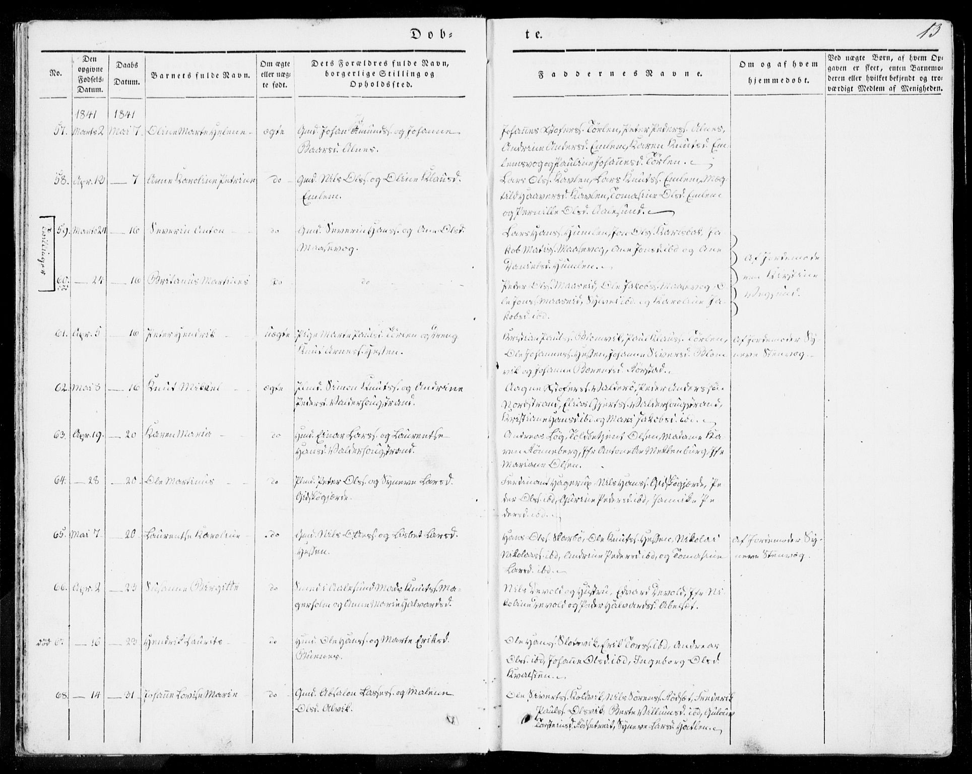 Ministerialprotokoller, klokkerbøker og fødselsregistre - Møre og Romsdal, AV/SAT-A-1454/528/L0396: Parish register (official) no. 528A07, 1839-1847, p. 13