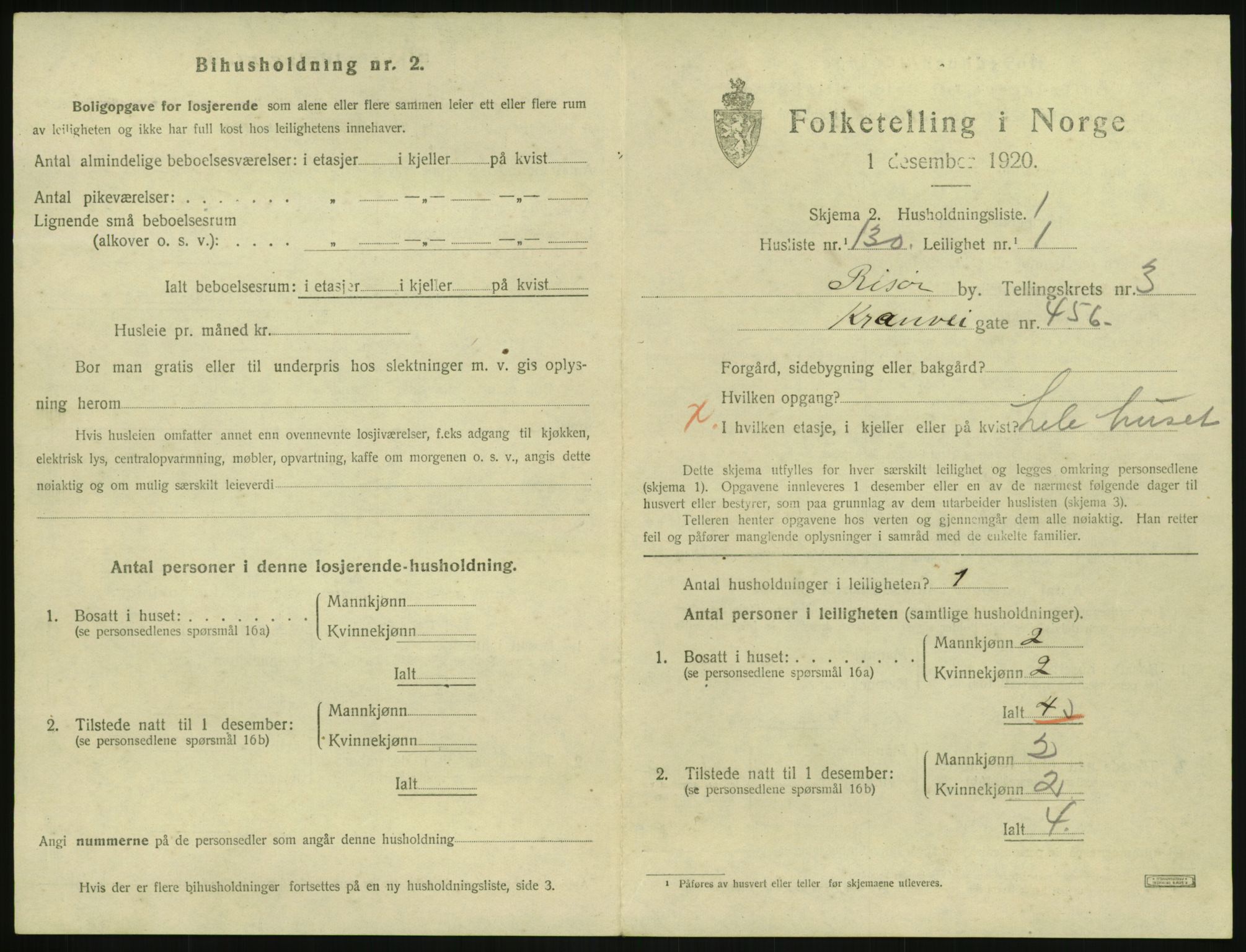 SAK, 1920 census for Risør, 1920, p. 2893