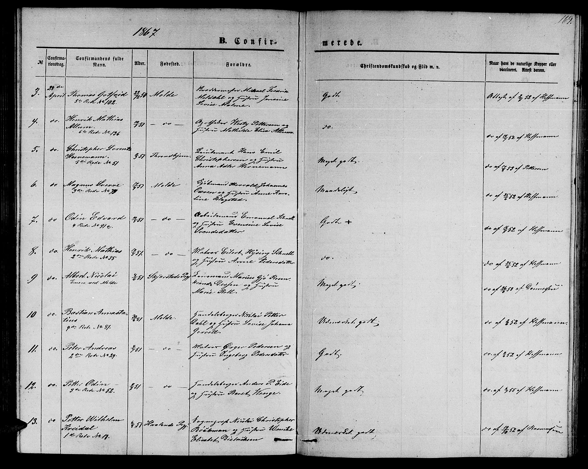 Ministerialprotokoller, klokkerbøker og fødselsregistre - Møre og Romsdal, AV/SAT-A-1454/558/L0701: Parish register (copy) no. 558C02, 1862-1879, p. 169