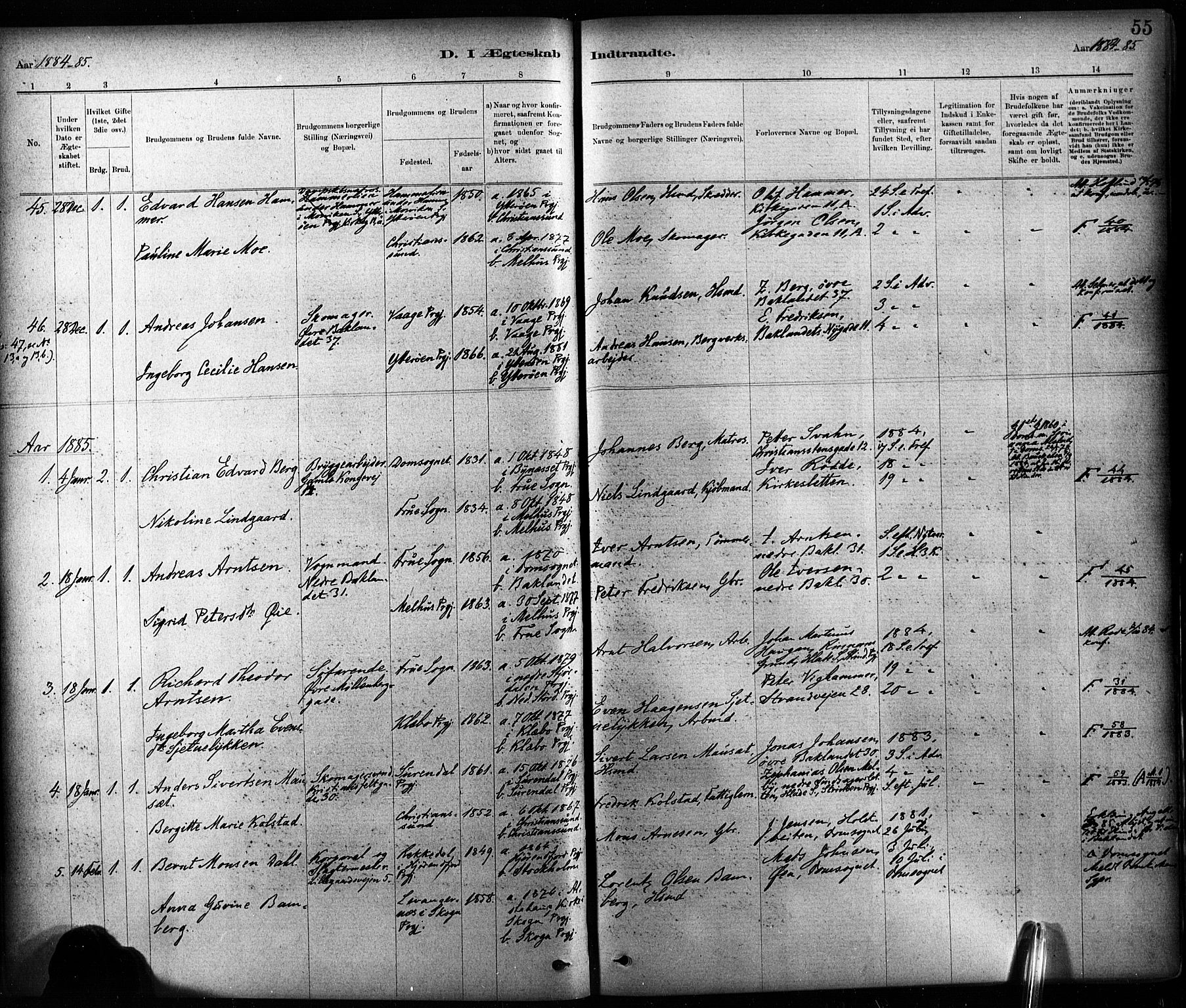 Ministerialprotokoller, klokkerbøker og fødselsregistre - Sør-Trøndelag, SAT/A-1456/604/L0189: Parish register (official) no. 604A10, 1878-1892, p. 55