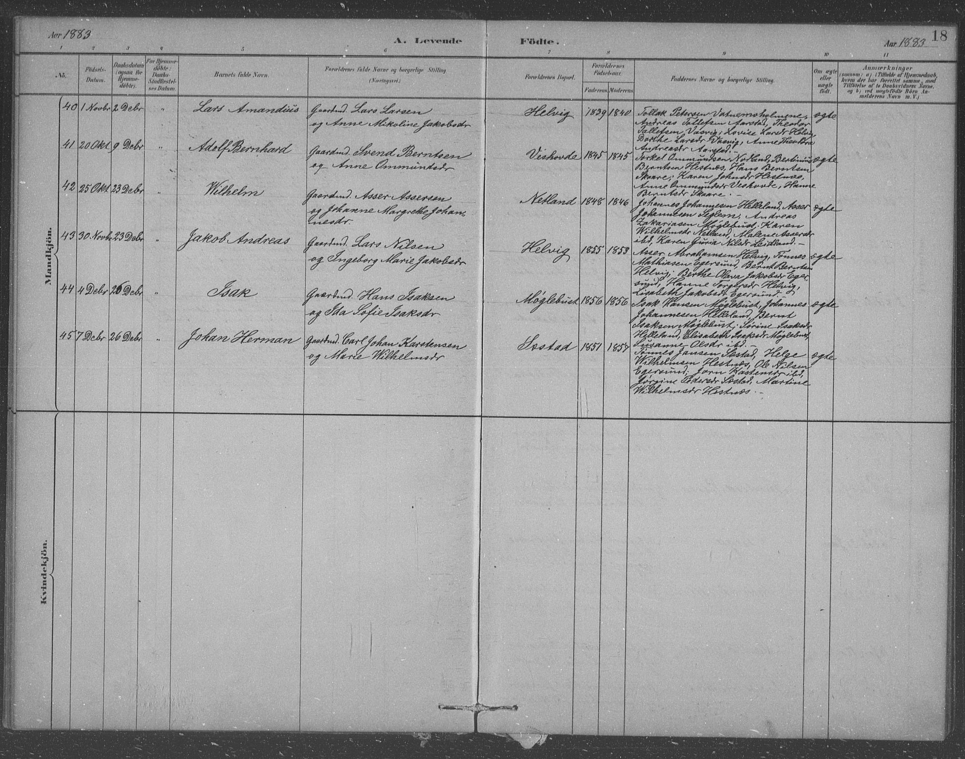 Eigersund sokneprestkontor, AV/SAST-A-101807/S09/L0007: Parish register (copy) no. B 7, 1882-1892, p. 18