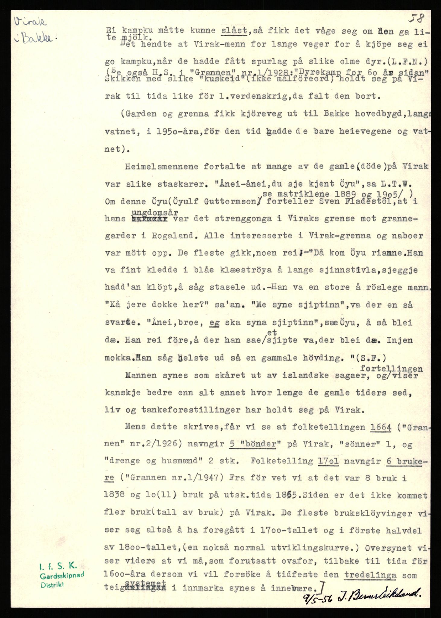 Instituttet for sammenlignende kulturforskning, AV/RA-PA-0424/H/L0169: Eske D159: Manuskripter (1.trykk) distriktsgransking, 1922-1990, p. 120