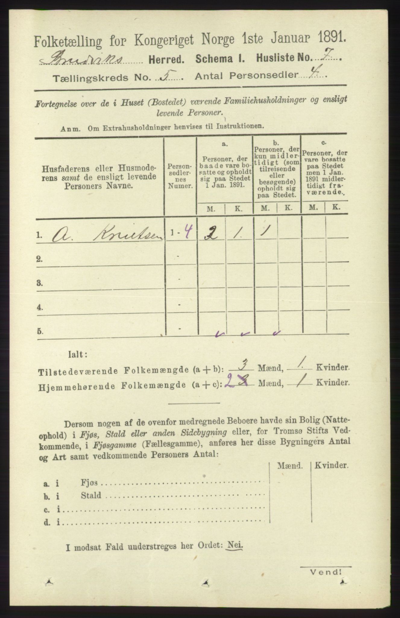 RA, 1891 census for 1251 Bruvik, 1891, p. 1226