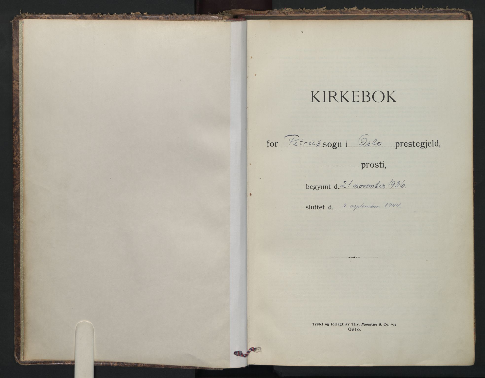 Petrus prestekontor Kirkebøker, SAO/A-10872/F/Fa/L0018: Parish register (official) no. 18, 1936-1944