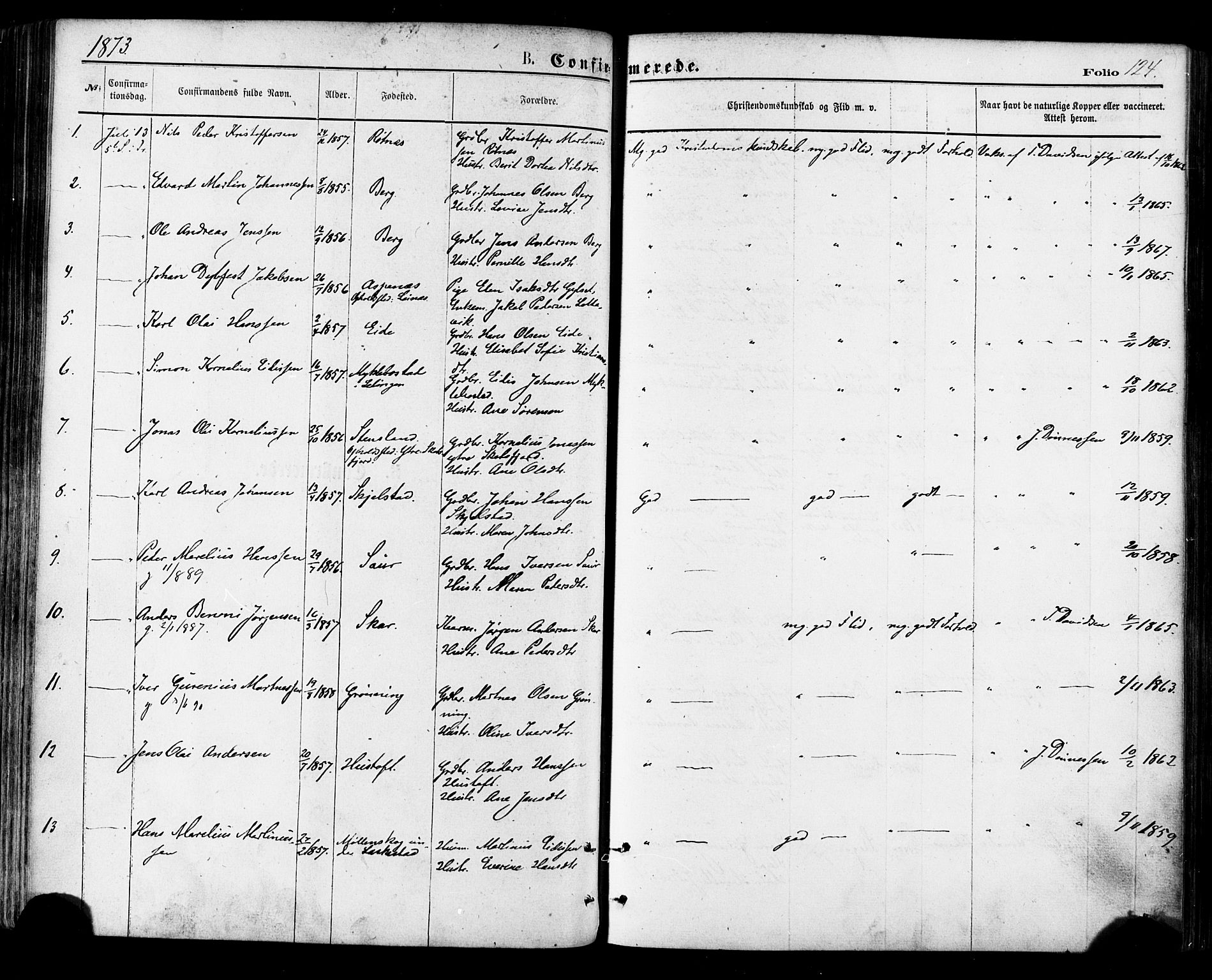 Ministerialprotokoller, klokkerbøker og fødselsregistre - Nordland, SAT/A-1459/855/L0802: Parish register (official) no. 855A10, 1875-1886, p. 124
