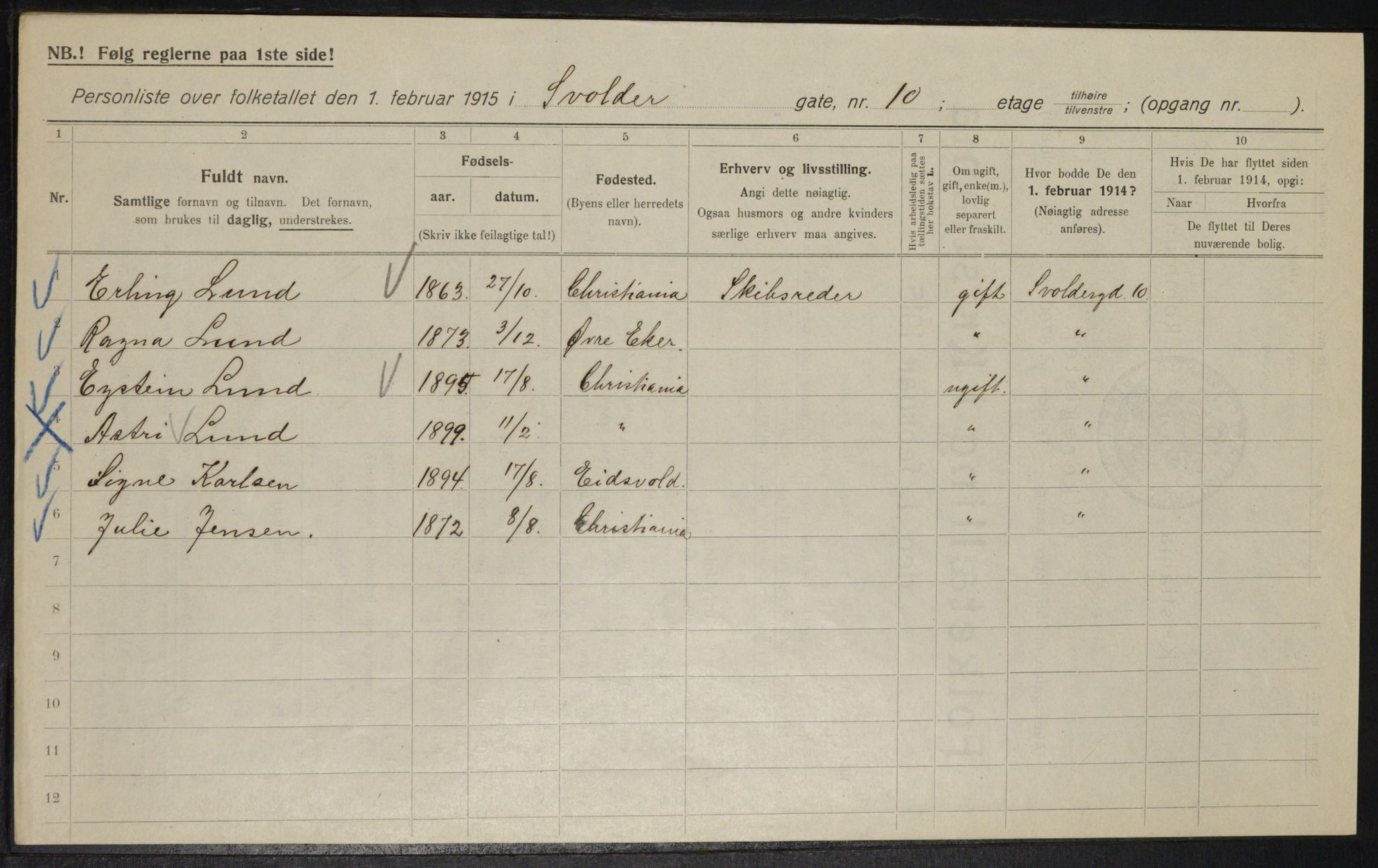 OBA, Municipal Census 1915 for Kristiania, 1915, p. 106578