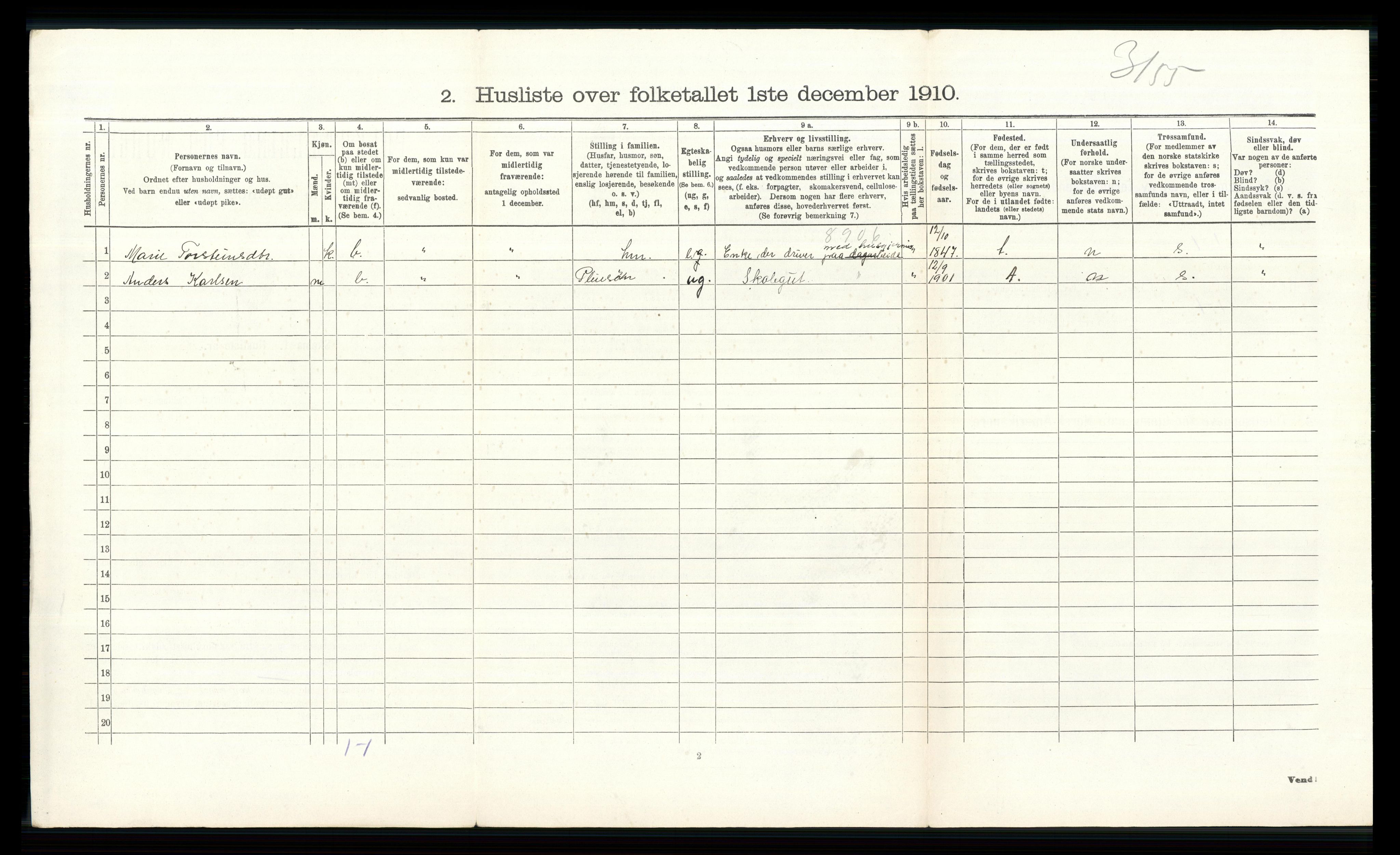 RA, 1910 census for Gran, 1910, p. 876