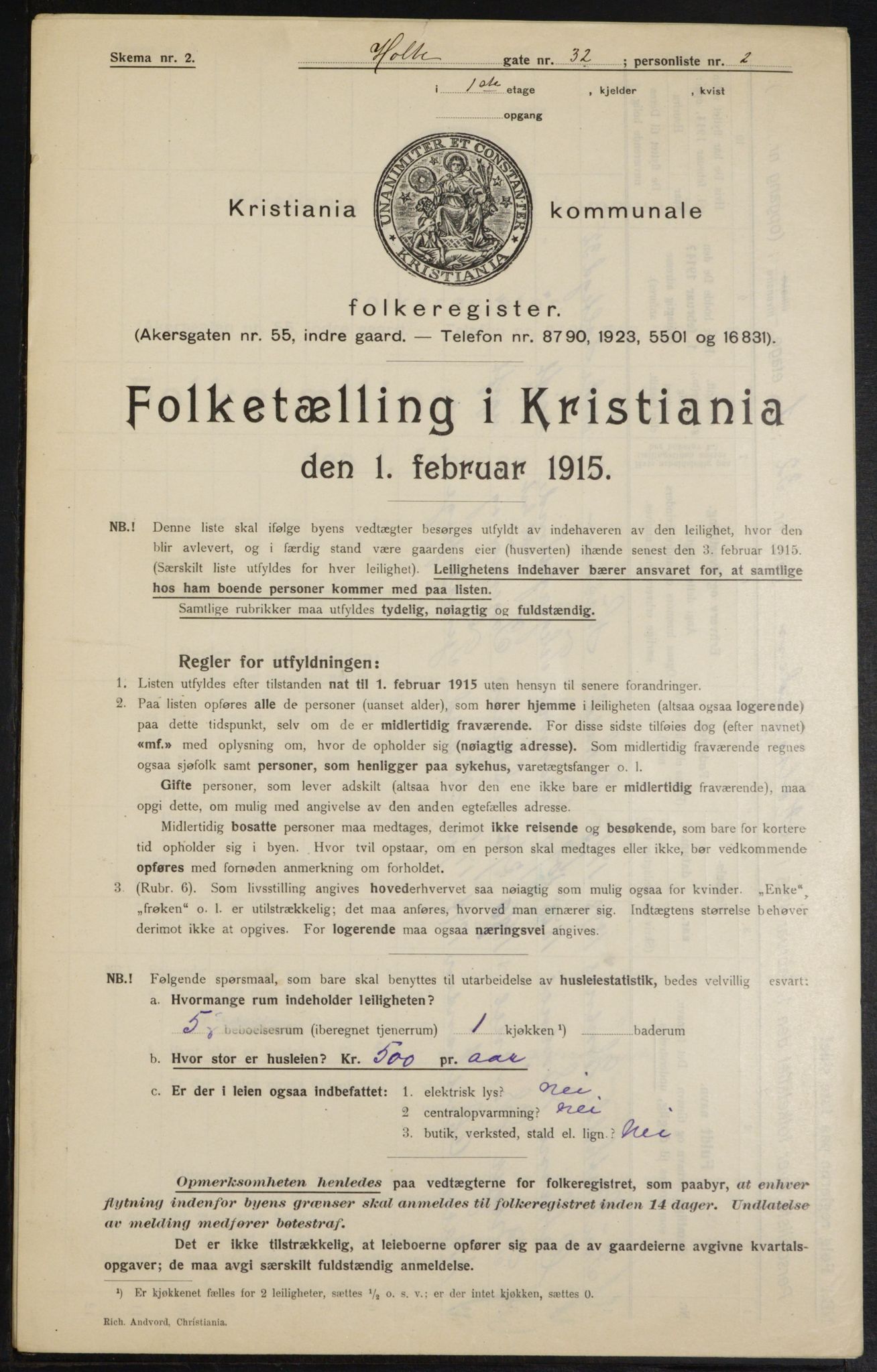 OBA, Municipal Census 1915 for Kristiania, 1915, p. 40955