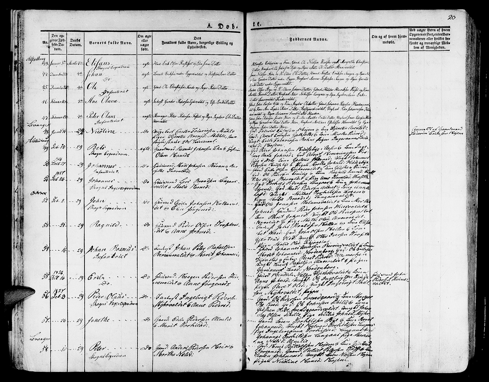 Ministerialprotokoller, klokkerbøker og fødselsregistre - Nord-Trøndelag, AV/SAT-A-1458/717/L0152: Parish register (official) no. 717A05 /1, 1825-1836, p. 20