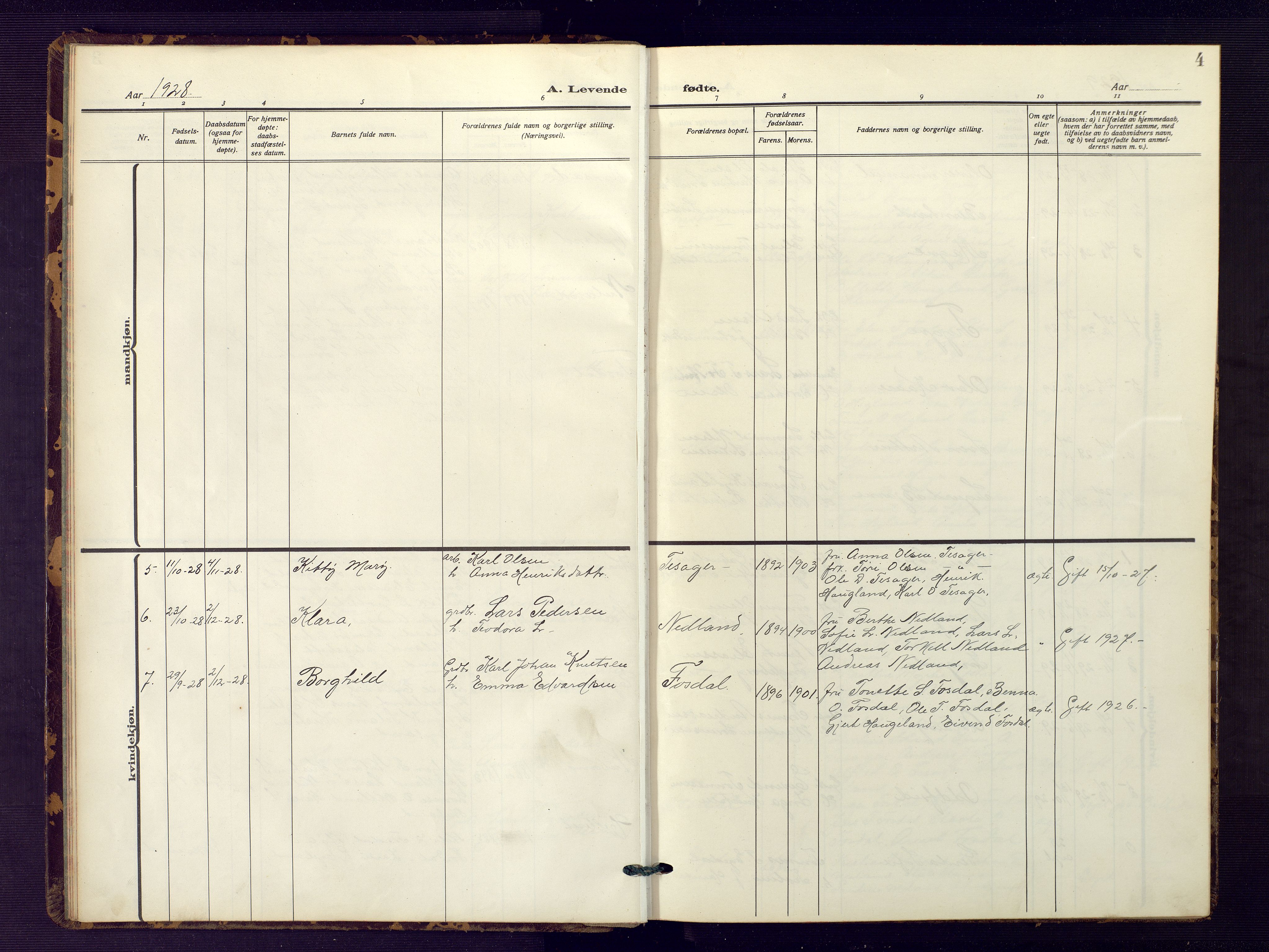 Bakke sokneprestkontor, AV/SAK-1111-0002/F/Fb/Fbb/L0005: Parish register (copy) no. B 5, 1927-1947, p. 4