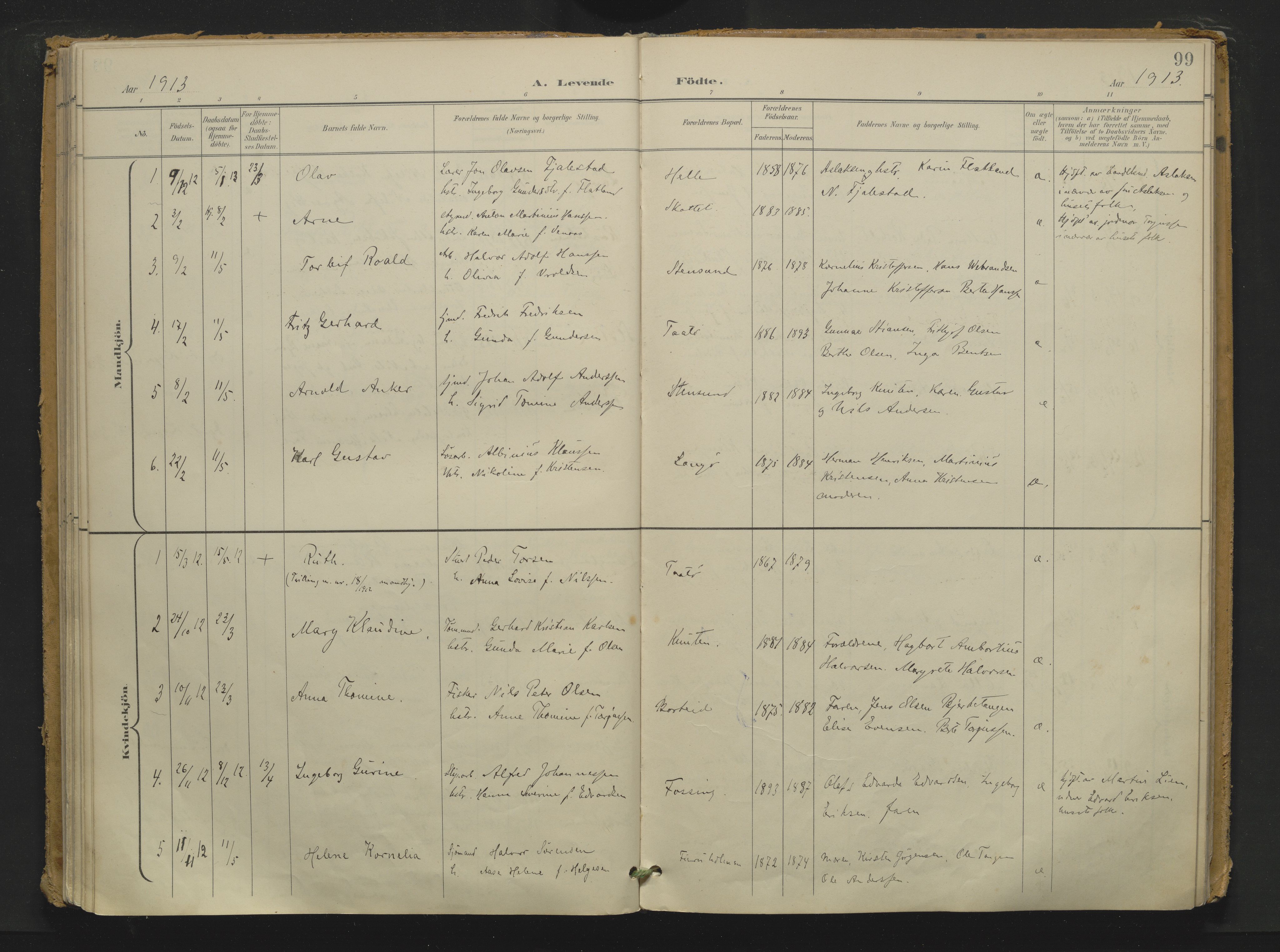 Skåtøy kirkebøker, AV/SAKO-A-304/F/Fa/L0006: Parish register (official) no. I 6, 1899-1919, p. 99
