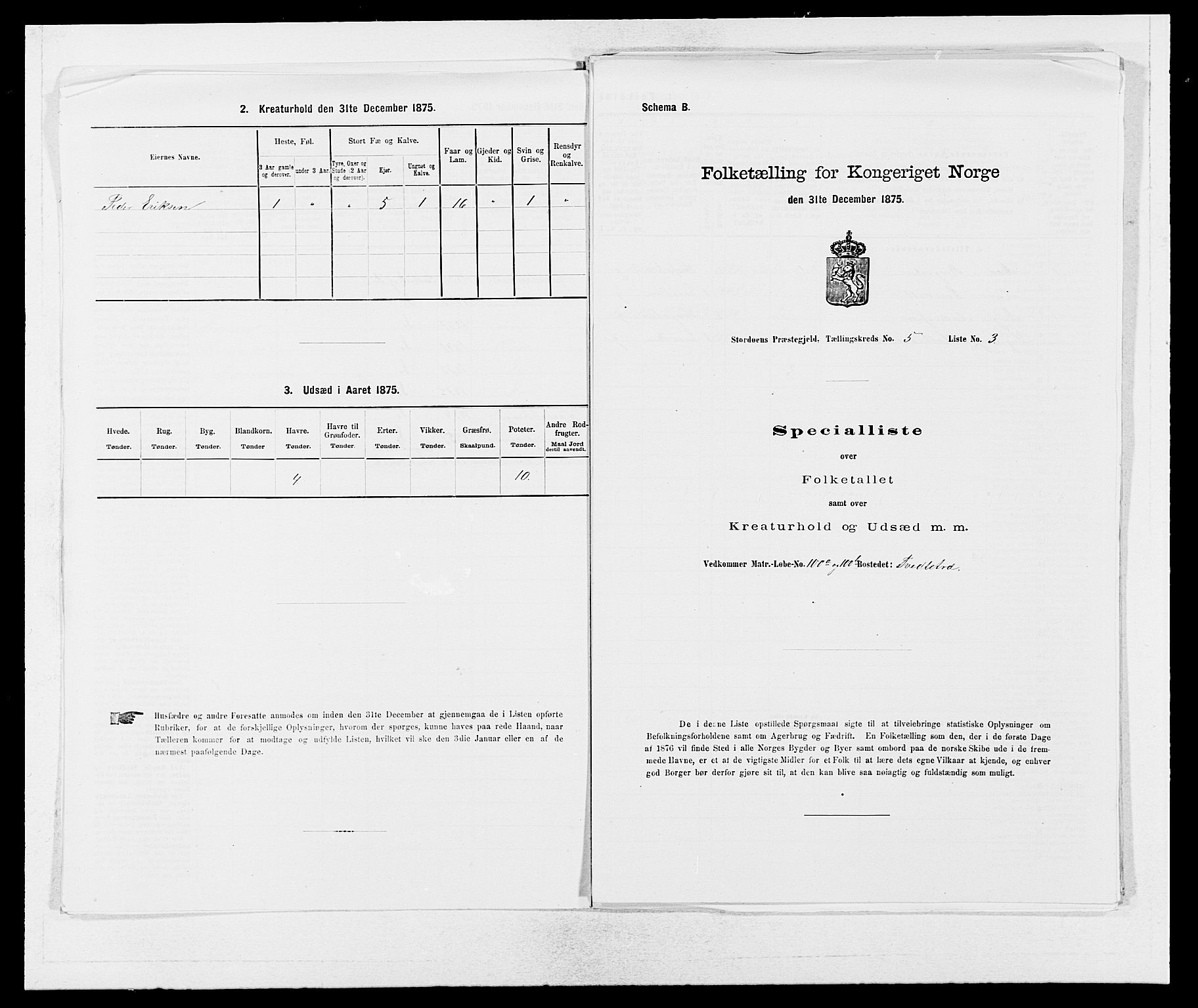 SAB, 1875 census for 1221P Stord, 1875, p. 425