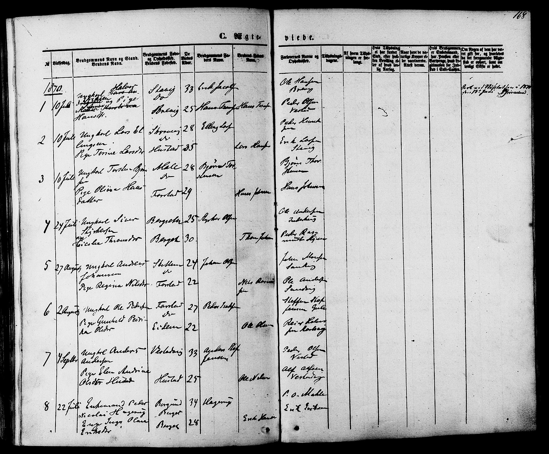 Ministerialprotokoller, klokkerbøker og fødselsregistre - Møre og Romsdal, SAT/A-1454/566/L0768: Parish register (official) no. 566A07, 1869-1881, p. 168