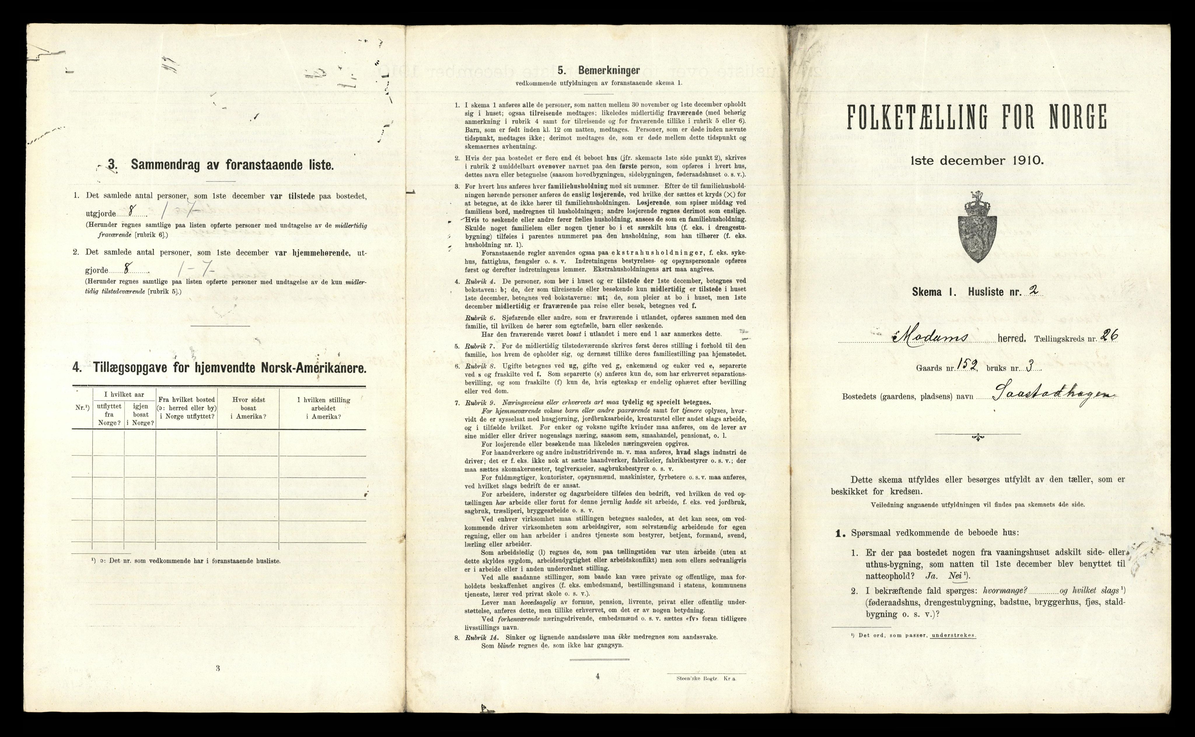 RA, 1910 census for Modum, 1910, p. 3702