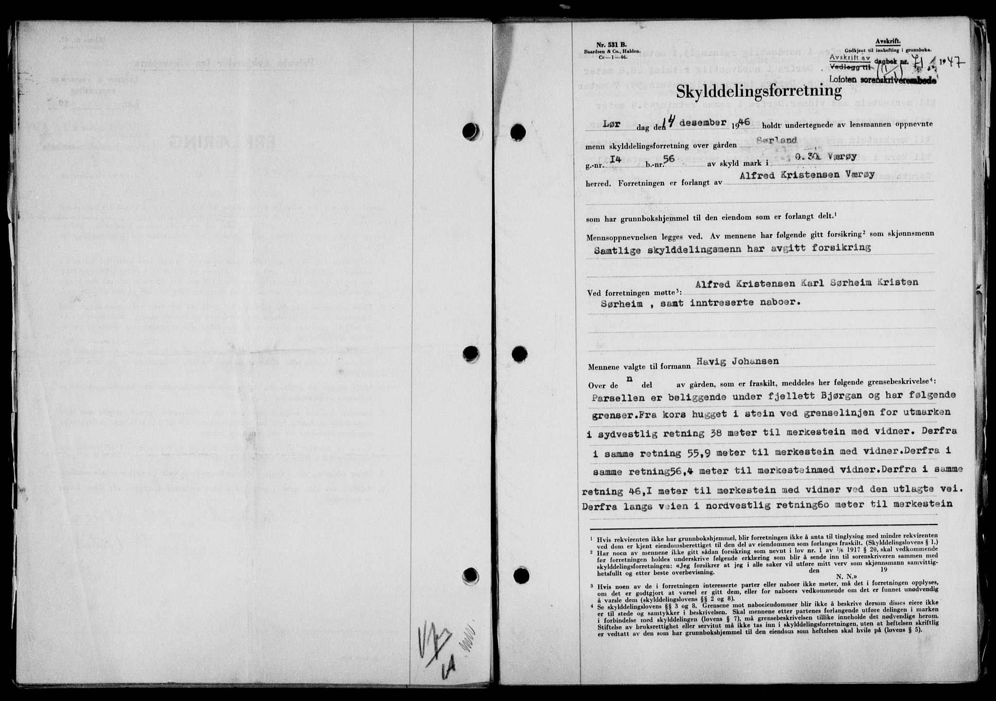 Lofoten sorenskriveri, SAT/A-0017/1/2/2C/L0015a: Mortgage book no. 15a, 1946-1947, Diary no: : 71/1947