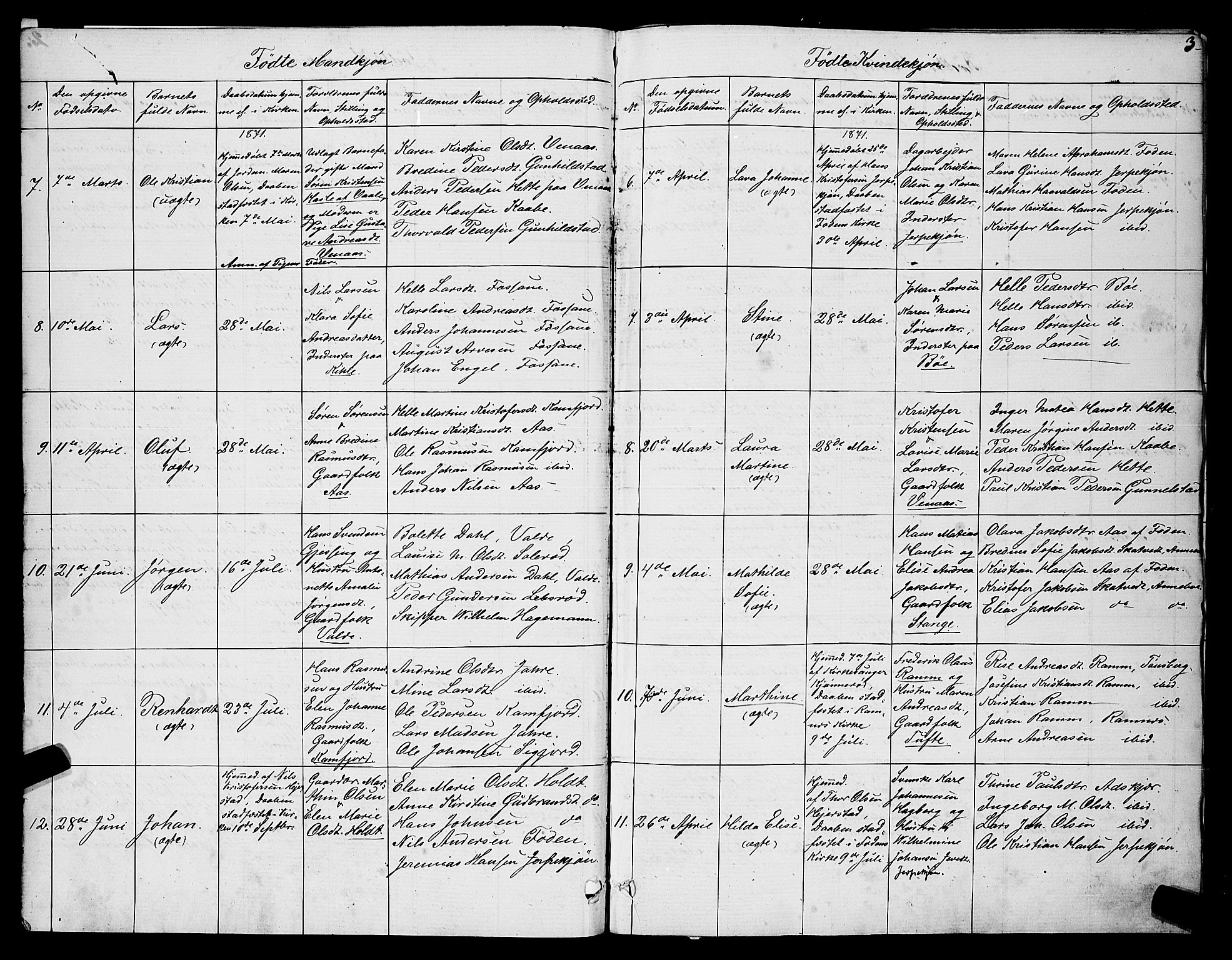 Ramnes kirkebøker, SAKO/A-314/G/Ga/L0003: Parish register (copy) no. I 3, 1870-1896, p. 3