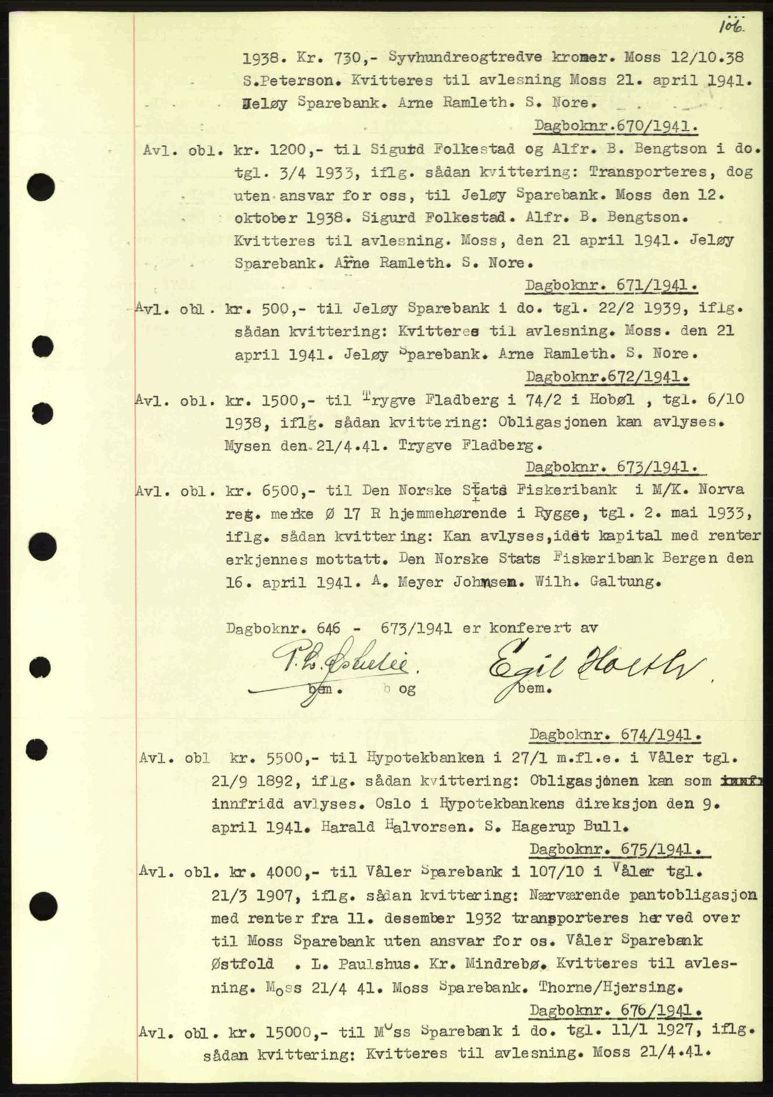 Moss sorenskriveri, SAO/A-10168: Mortgage book no. B10, 1940-1941, Diary no: : 670/1941