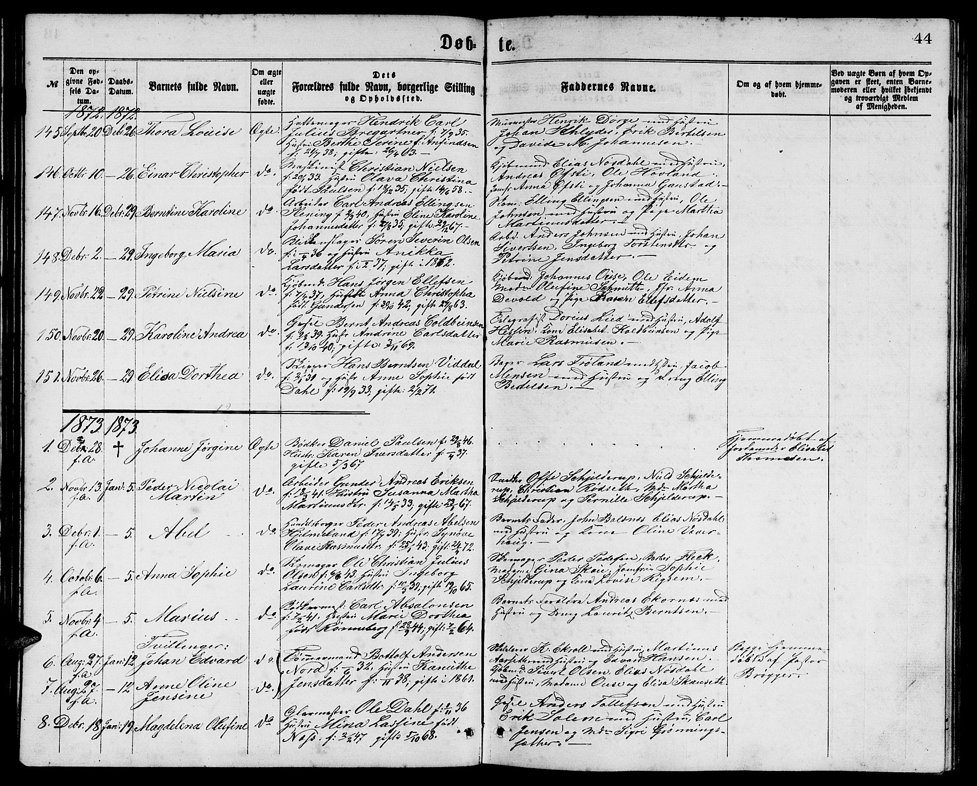 Ministerialprotokoller, klokkerbøker og fødselsregistre - Møre og Romsdal, AV/SAT-A-1454/529/L0465: Parish register (copy) no. 529C02, 1868-1877, p. 44