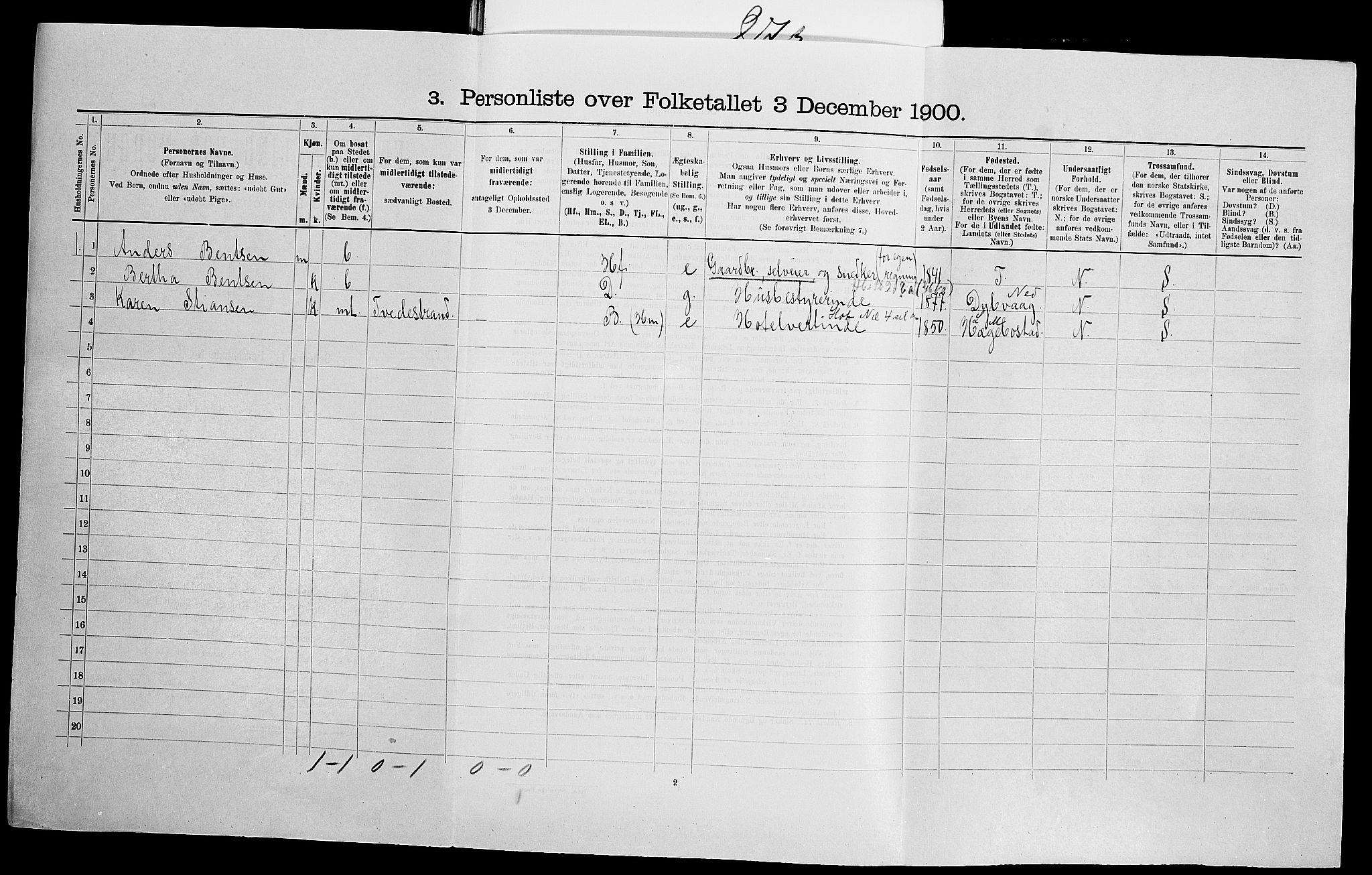 SAK, 1900 census for Holt, 1900, p. 742