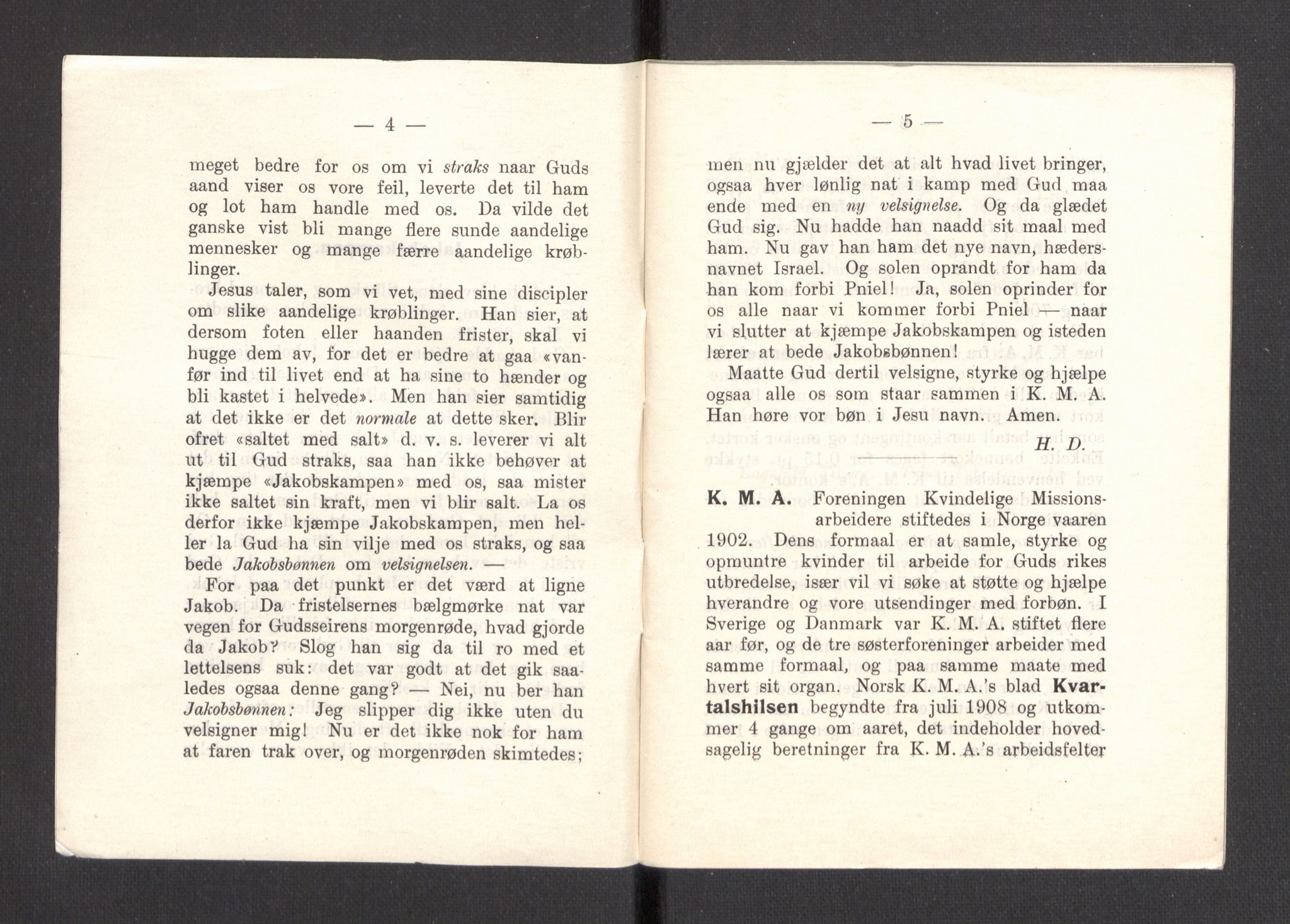 Kvinnelige Misjonsarbeidere, AV/RA-PA-0699/F/Fa/L0001/0007: -- / Årsmeldinger, trykte, 1906-1915