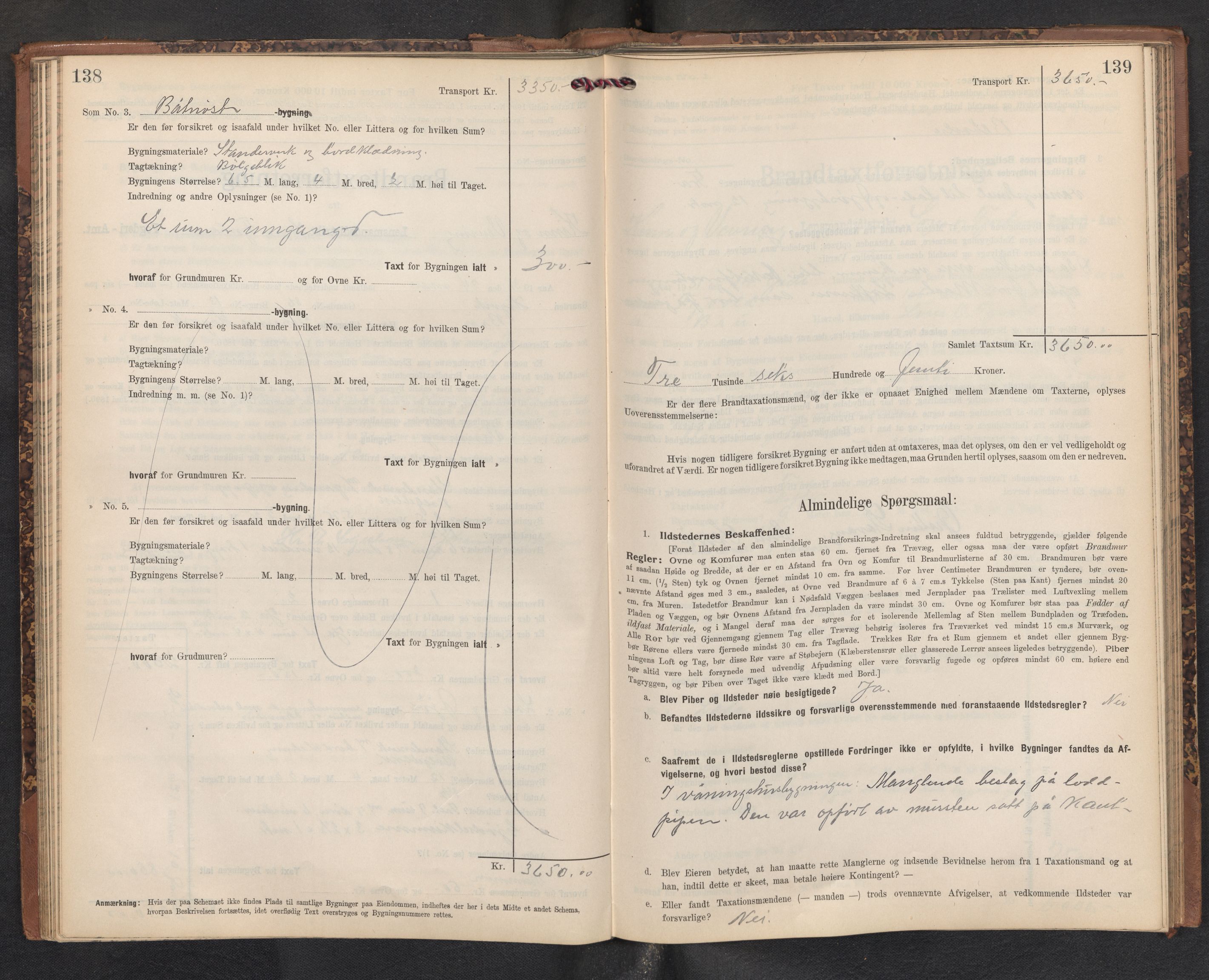 Lensmannen i Kinn, AV/SAB-A-28801/0012/L0005: Branntakstprotokoll, skjematakst, 1903-1938, p. 138-139