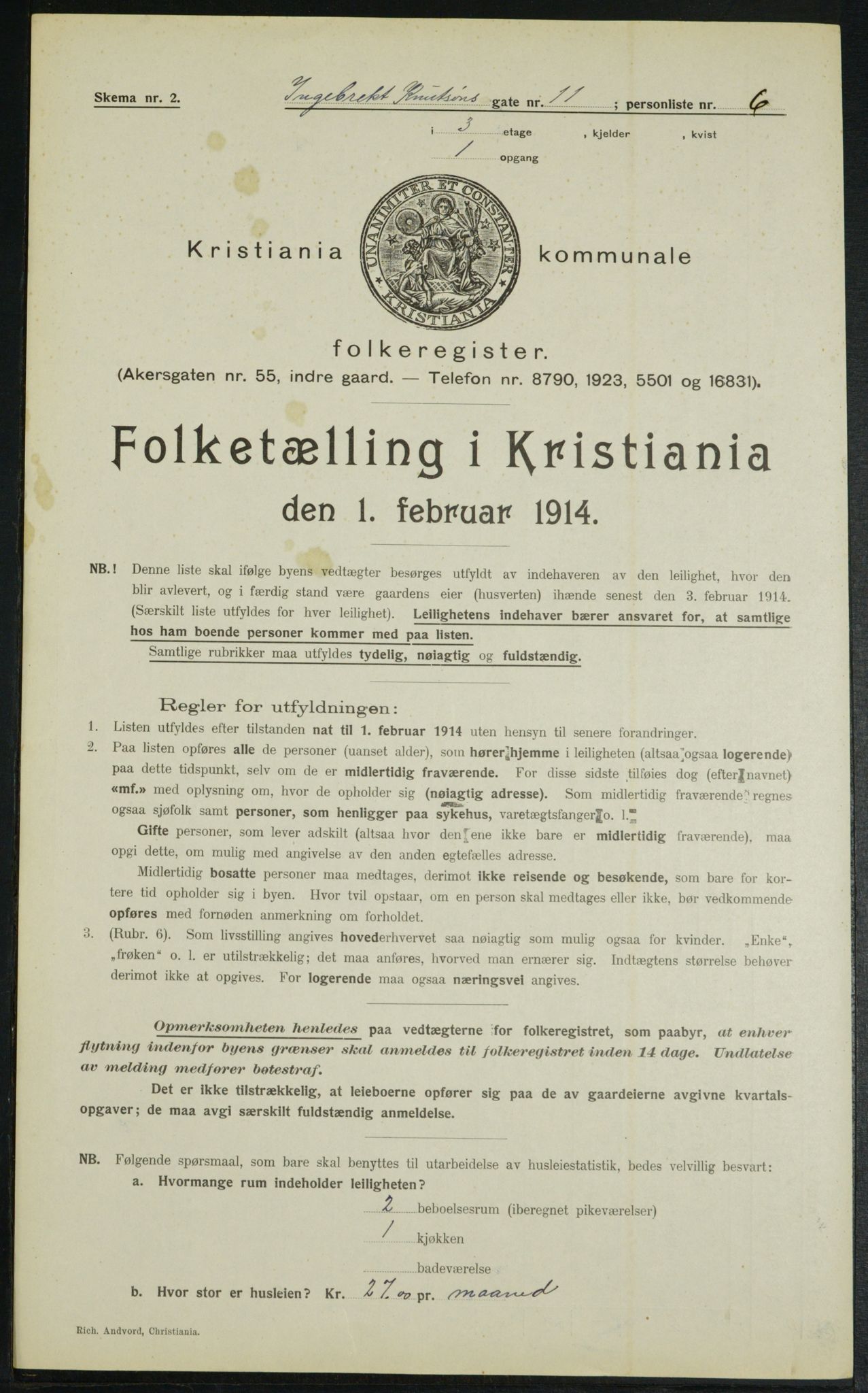 OBA, Municipal Census 1914 for Kristiania, 1914, p. 43923