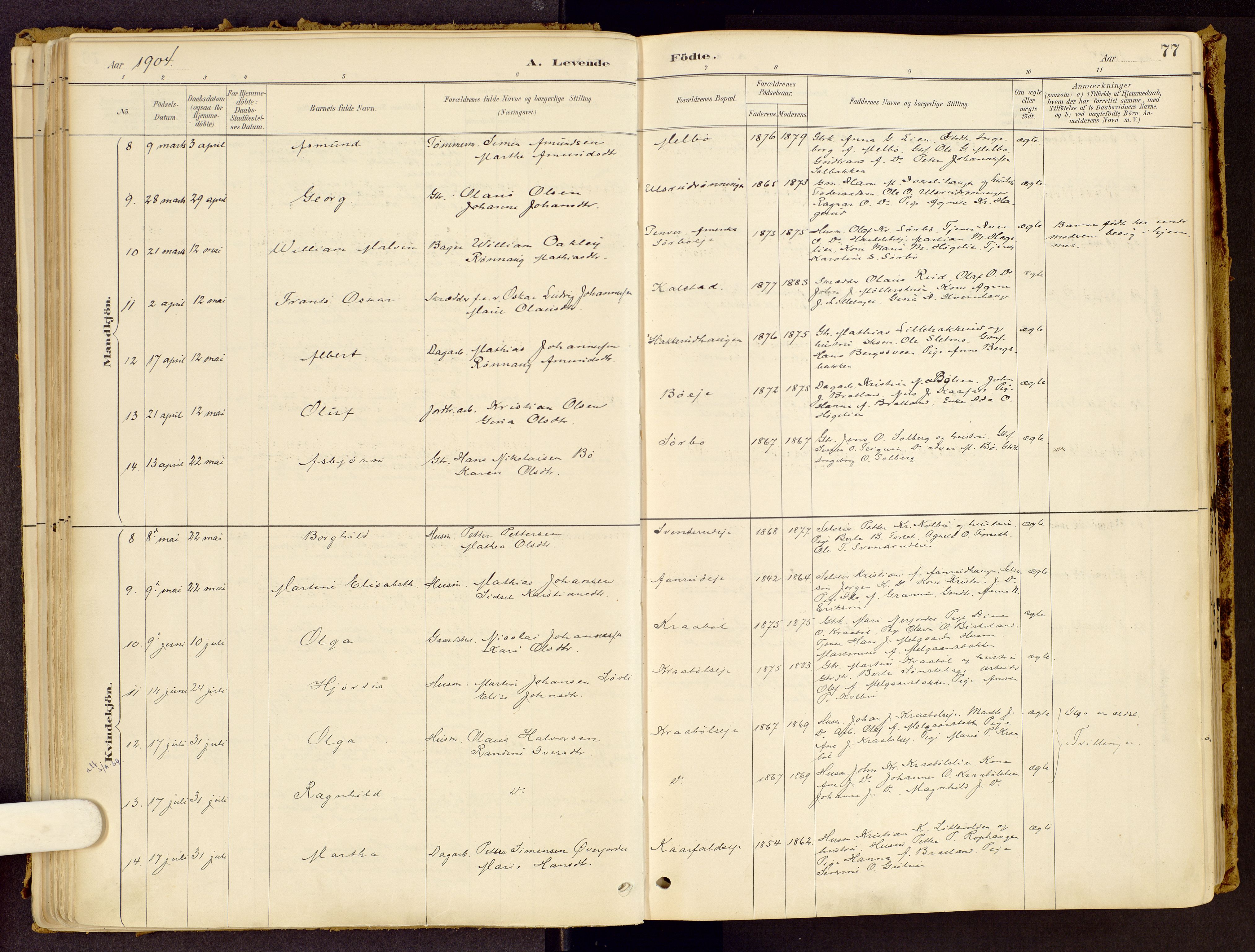 Vestre Gausdal prestekontor, SAH/PREST-094/H/Ha/Haa/L0001: Parish register (official) no. 1, 1887-1914, p. 77