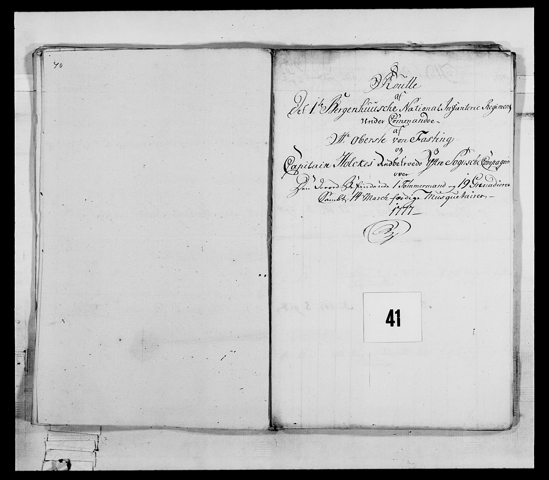 Generalitets- og kommissariatskollegiet, Det kongelige norske kommissariatskollegium, AV/RA-EA-5420/E/Eh/L0090: 1. Bergenhusiske nasjonale infanteriregiment, 1774-1780, p. 247