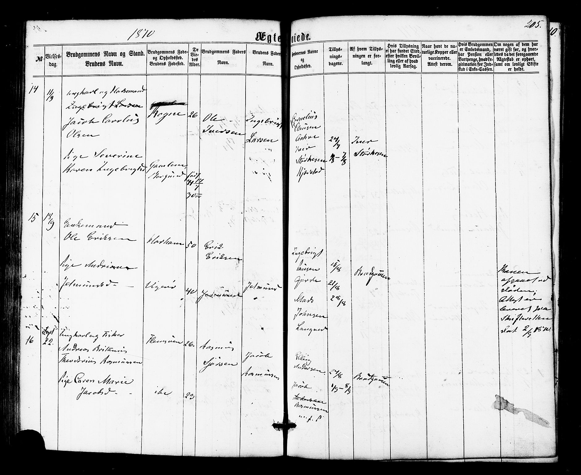 Ministerialprotokoller, klokkerbøker og fødselsregistre - Møre og Romsdal, AV/SAT-A-1454/536/L0498: Parish register (official) no. 536A07, 1862-1875, p. 205