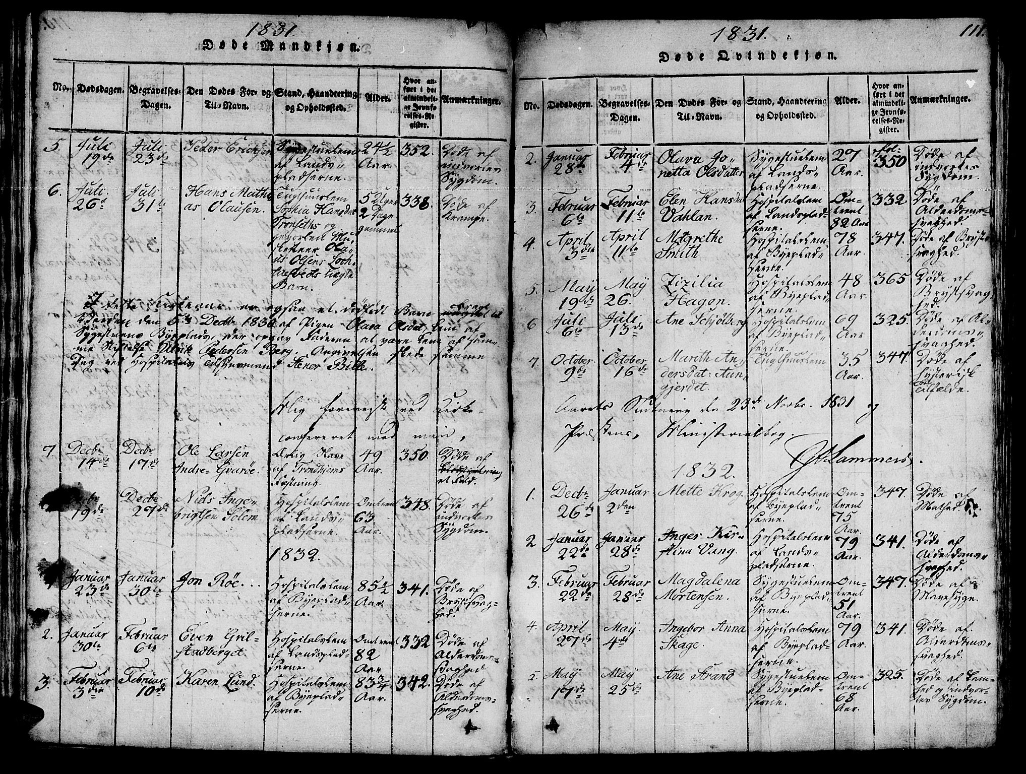 Ministerialprotokoller, klokkerbøker og fødselsregistre - Sør-Trøndelag, SAT/A-1456/623/L0478: Parish register (copy) no. 623C01, 1815-1873, p. 111