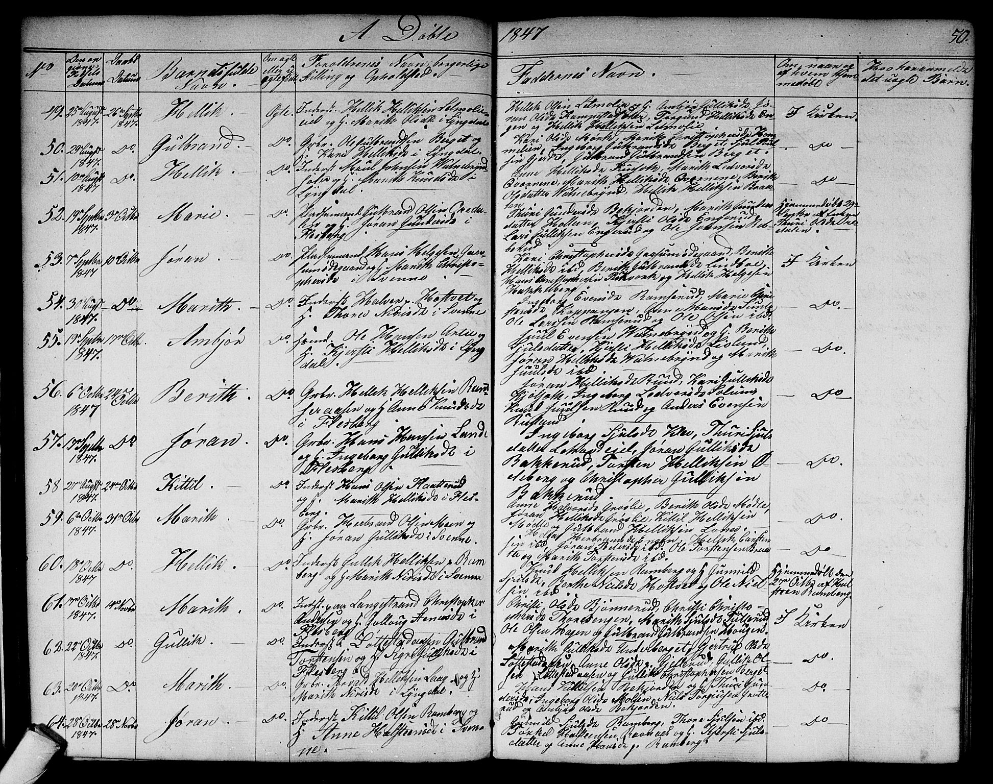 Flesberg kirkebøker, AV/SAKO-A-18/G/Ga/L0002: Parish register (copy) no. I 2, 1834-1860, p. 50