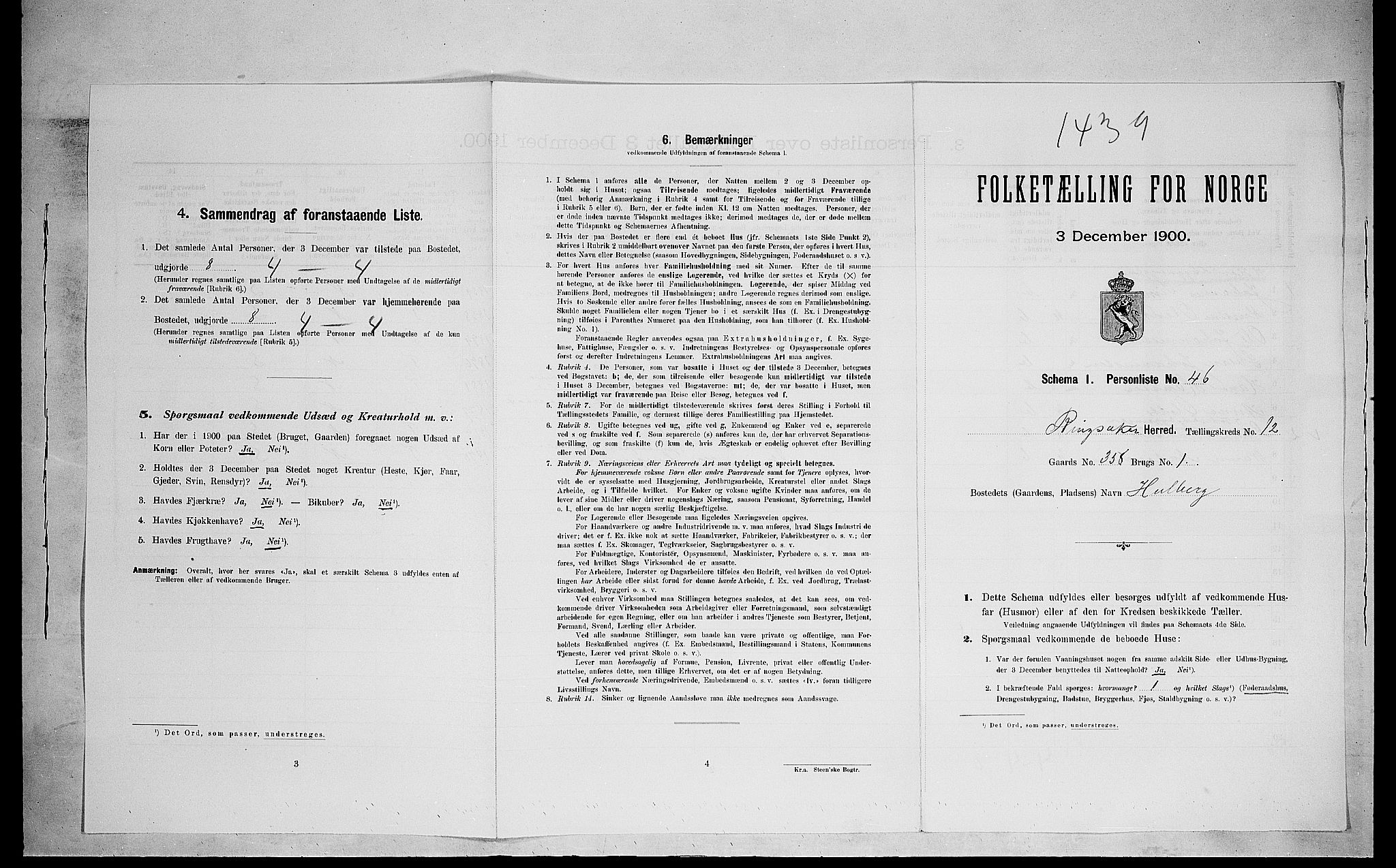 SAH, 1900 census for Ringsaker, 1900, p. 2278