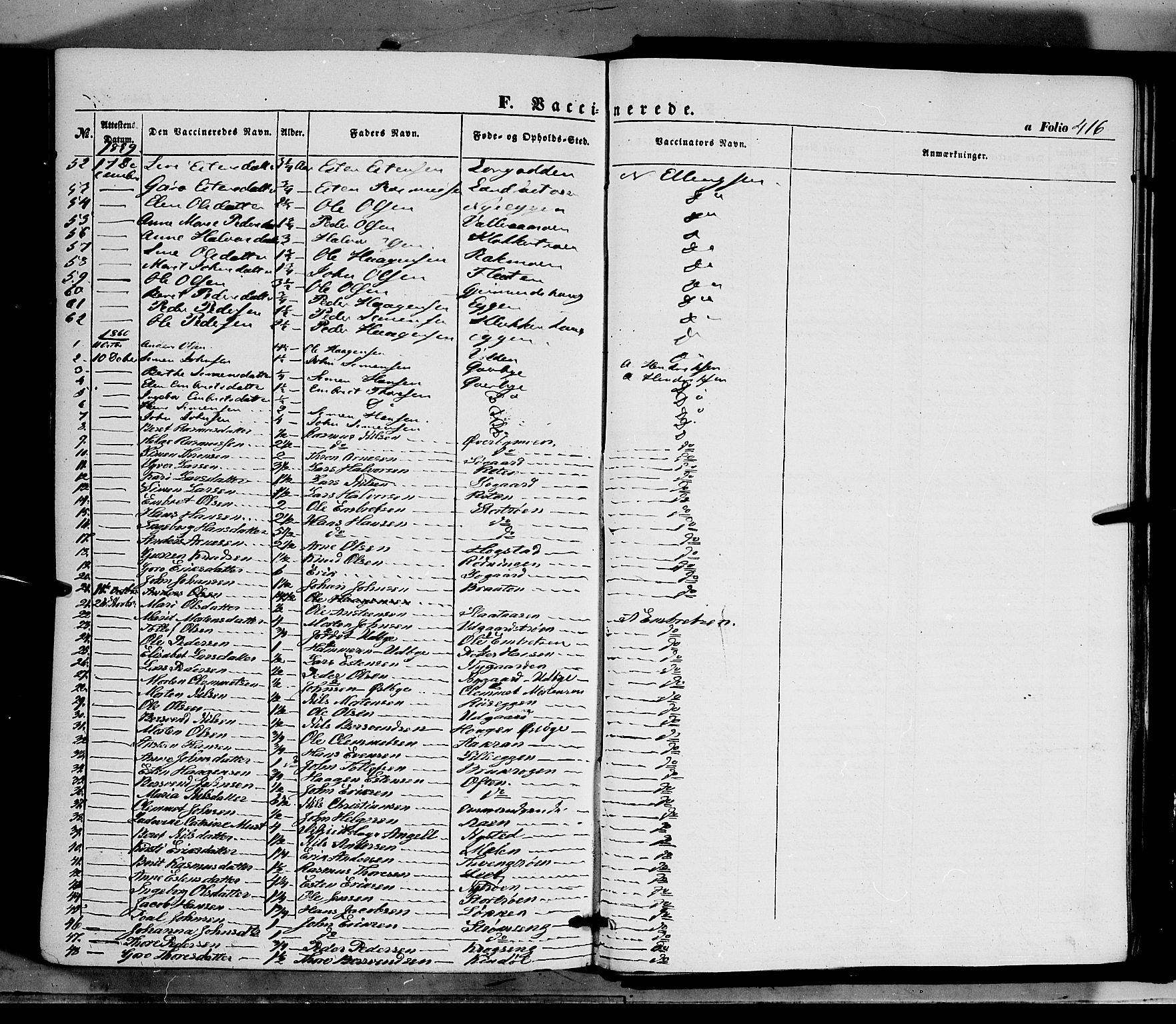 Tynset prestekontor, SAH/PREST-058/H/Ha/Haa/L0020: Parish register (official) no. 20, 1848-1862, p. 416