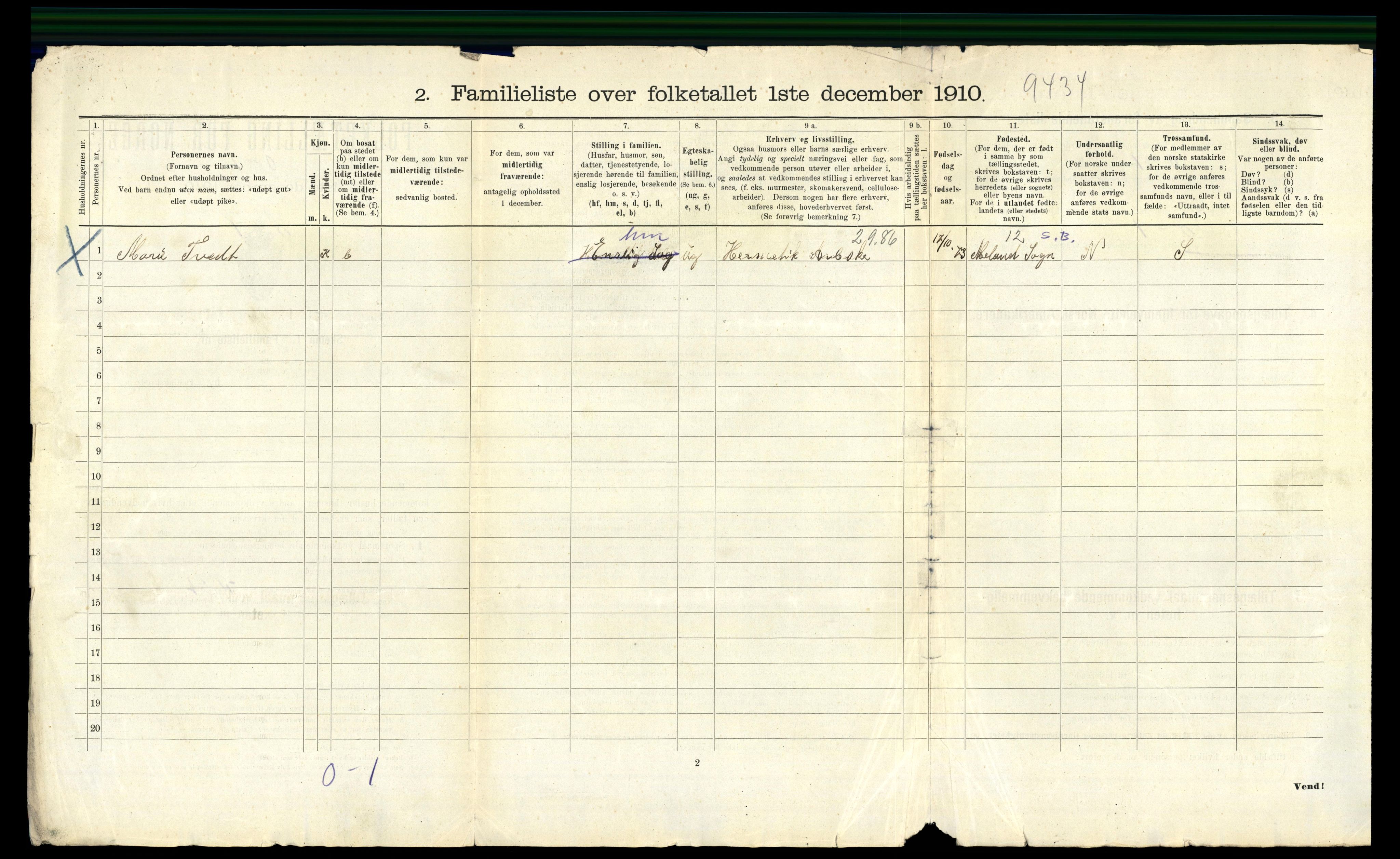 RA, 1910 census for Bergen, 1910, p. 13448