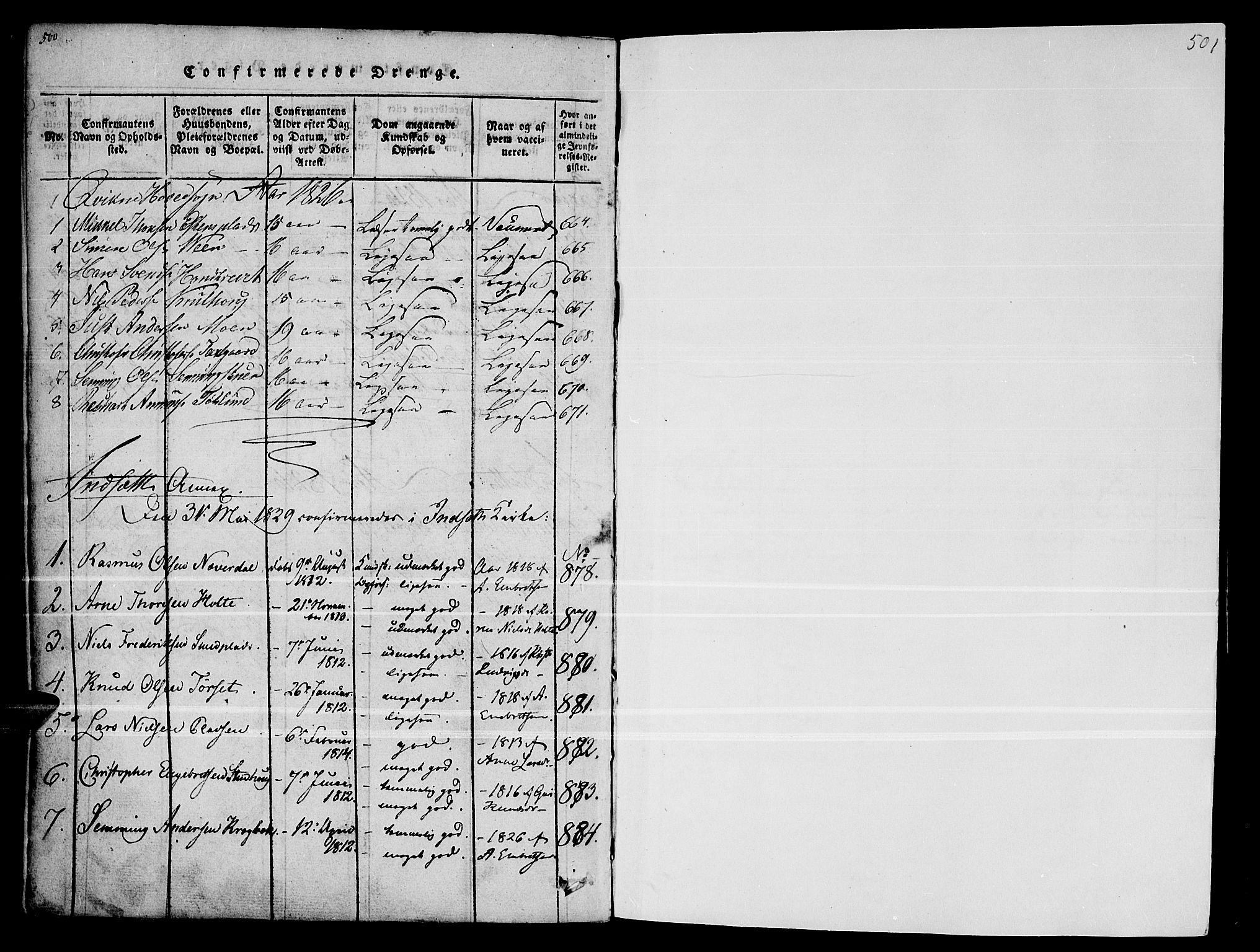 Kvikne prestekontor, SAH/PREST-064/H/Ha/Haa/L0004: Parish register (official) no. 4, 1815-1840, p. 500-501