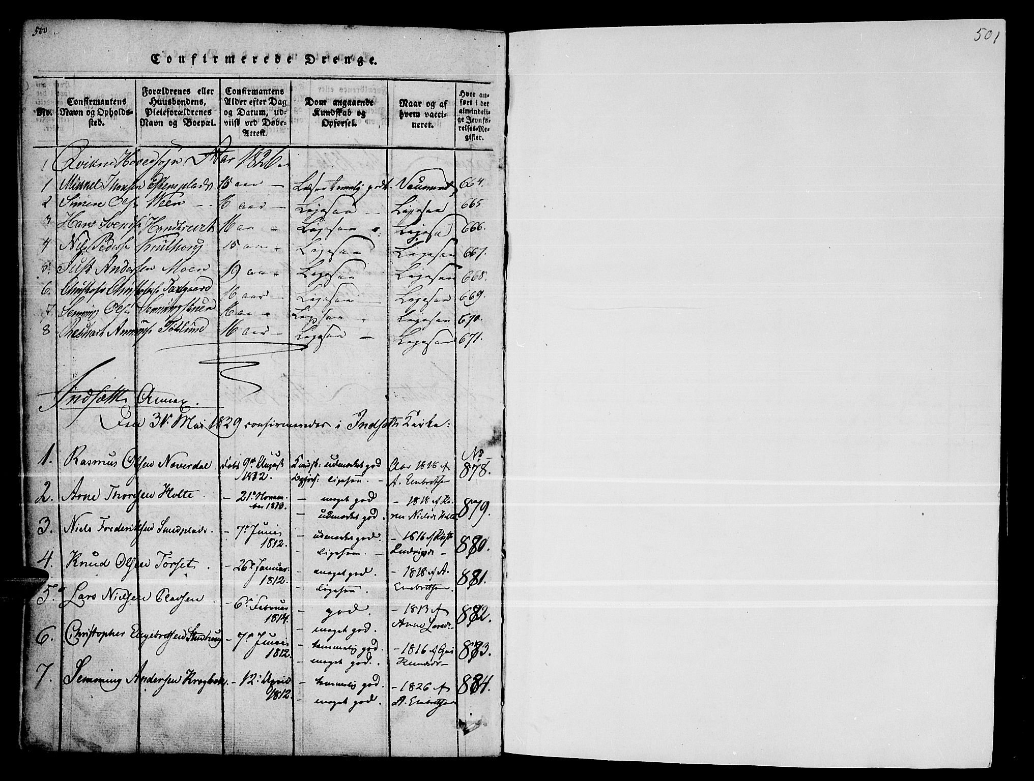 Kvikne prestekontor, AV/SAH-PREST-064/H/Ha/Haa/L0004: Parish register (official) no. 4, 1815-1840, p. 500-501