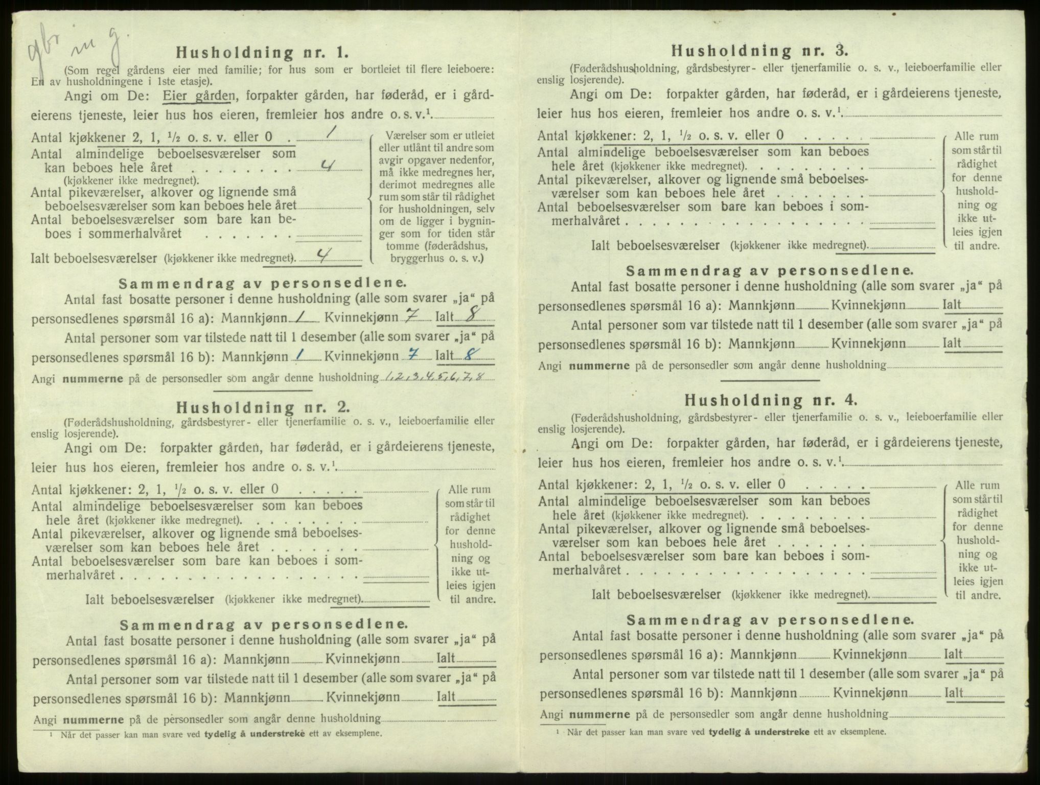 SAB, 1920 census for Aurland, 1920, p. 591