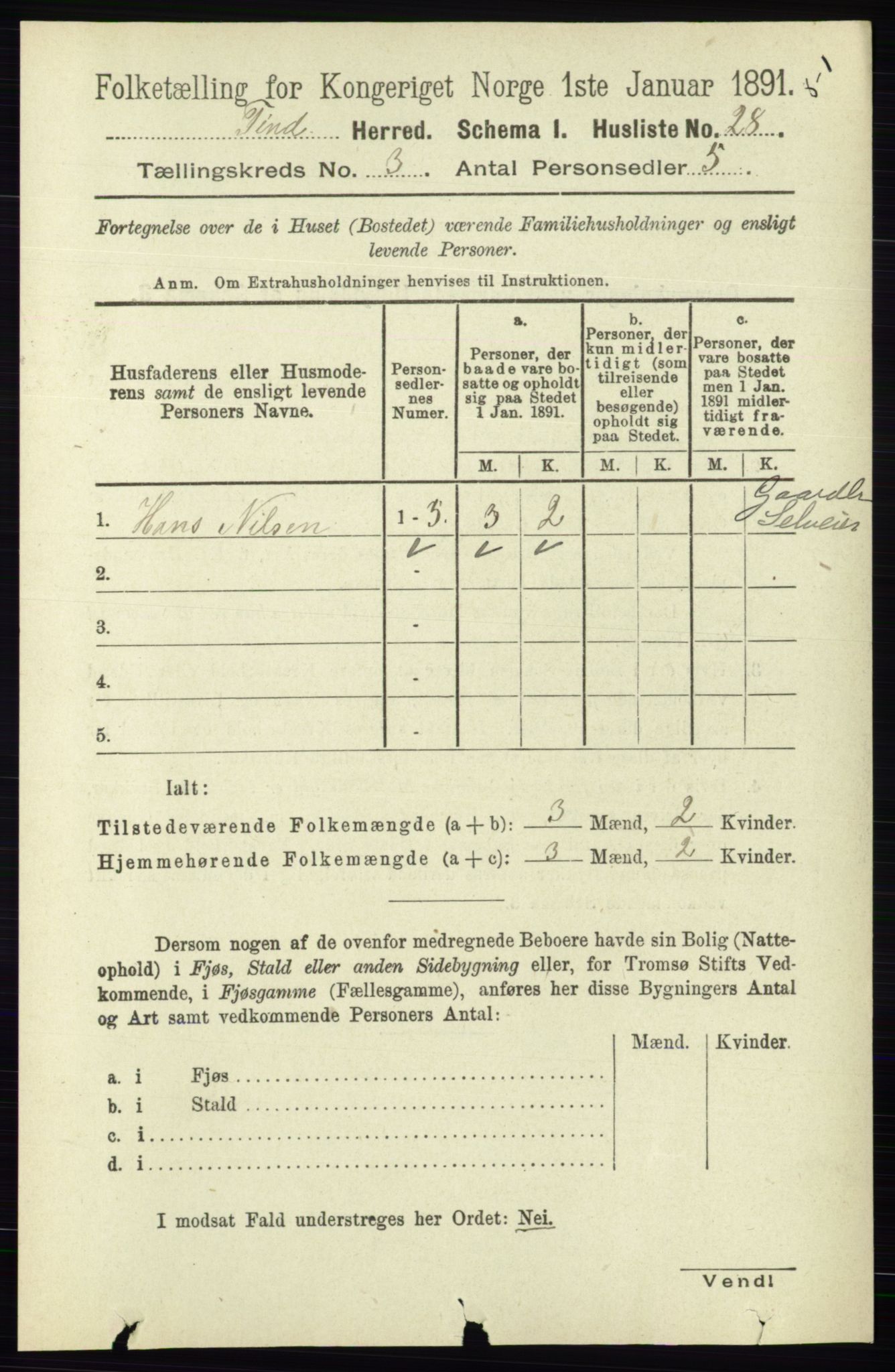 RA, 1891 census for 0826 Tinn, 1891, p. 497