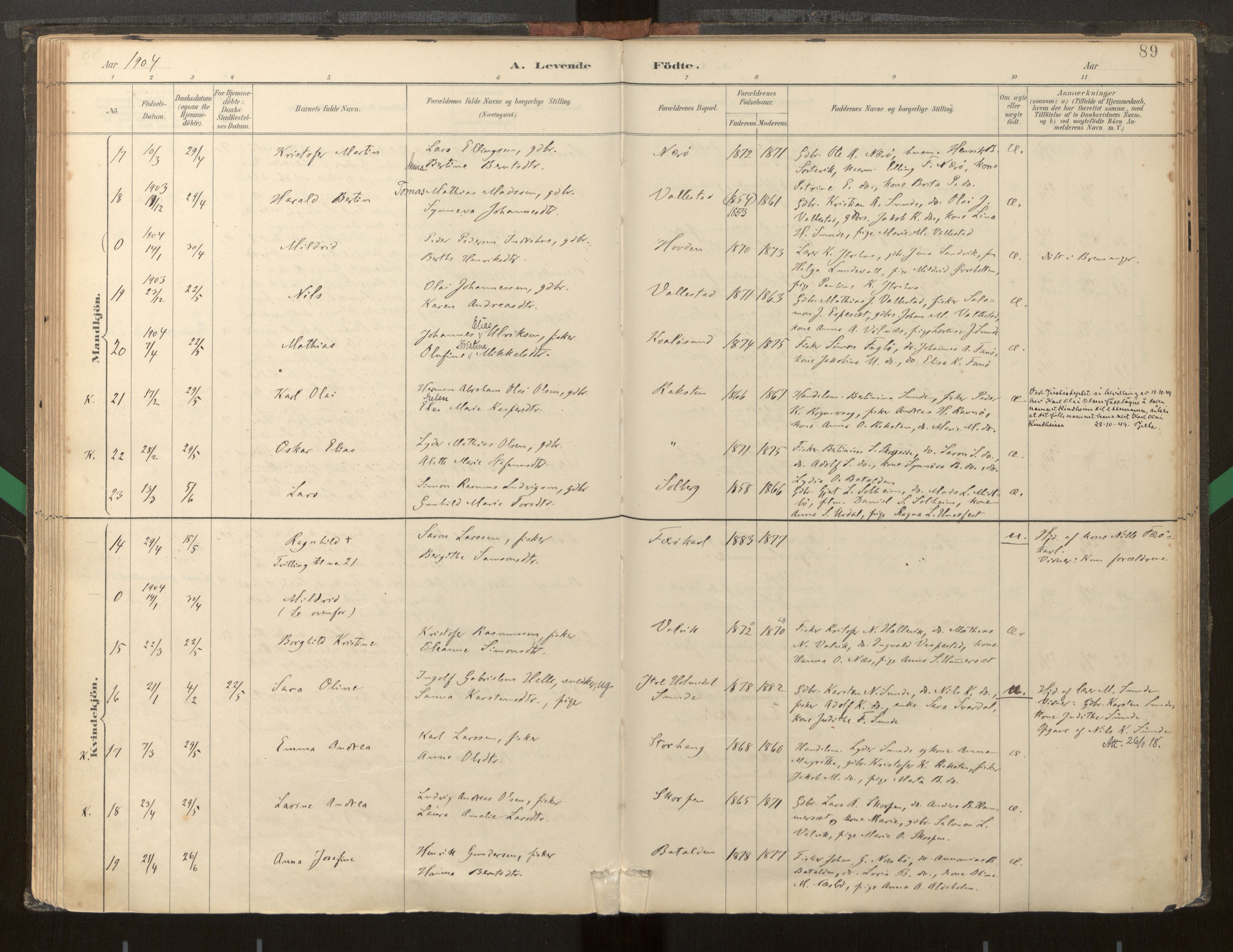 Kinn sokneprestembete, AV/SAB-A-80801/H/Haa/Haab/L0001: Parish register (official) no. B 1, 1886-1921, p. 89