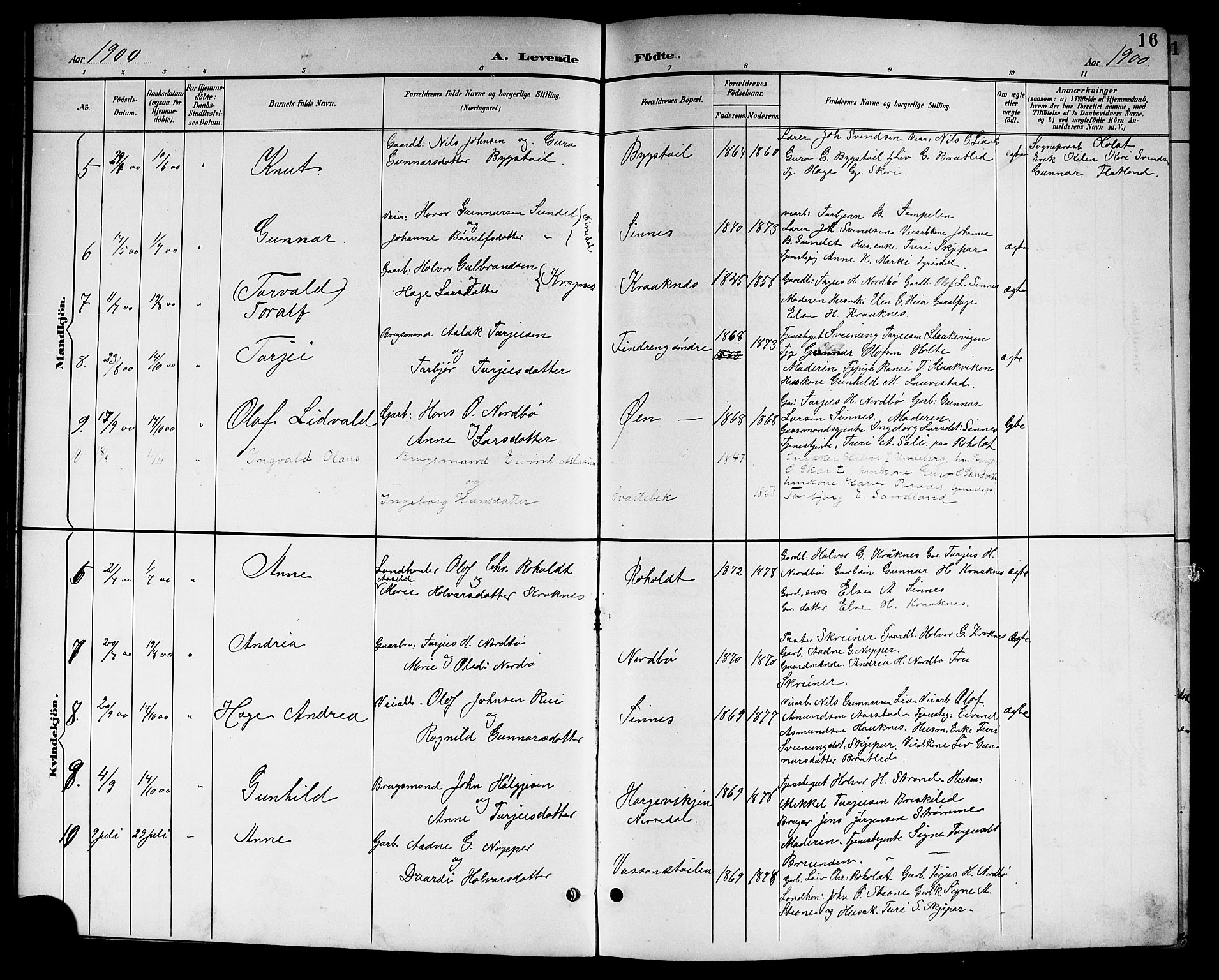 Kviteseid kirkebøker, SAKO/A-276/G/Gc/L0001: Parish register (copy) no. III 1, 1893-1916, p. 16